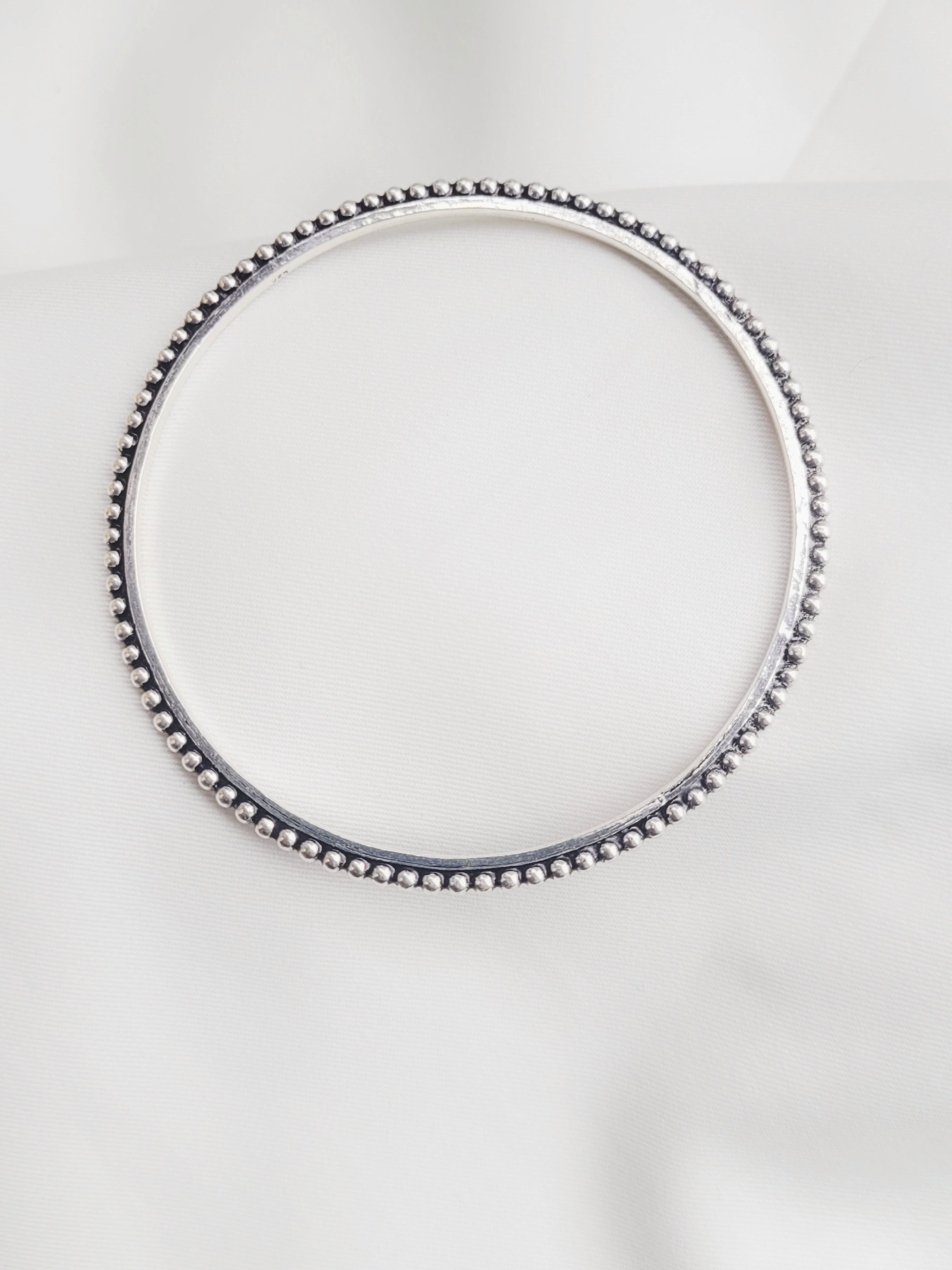 Antique Beaded 92.5 Silver Single Bangle