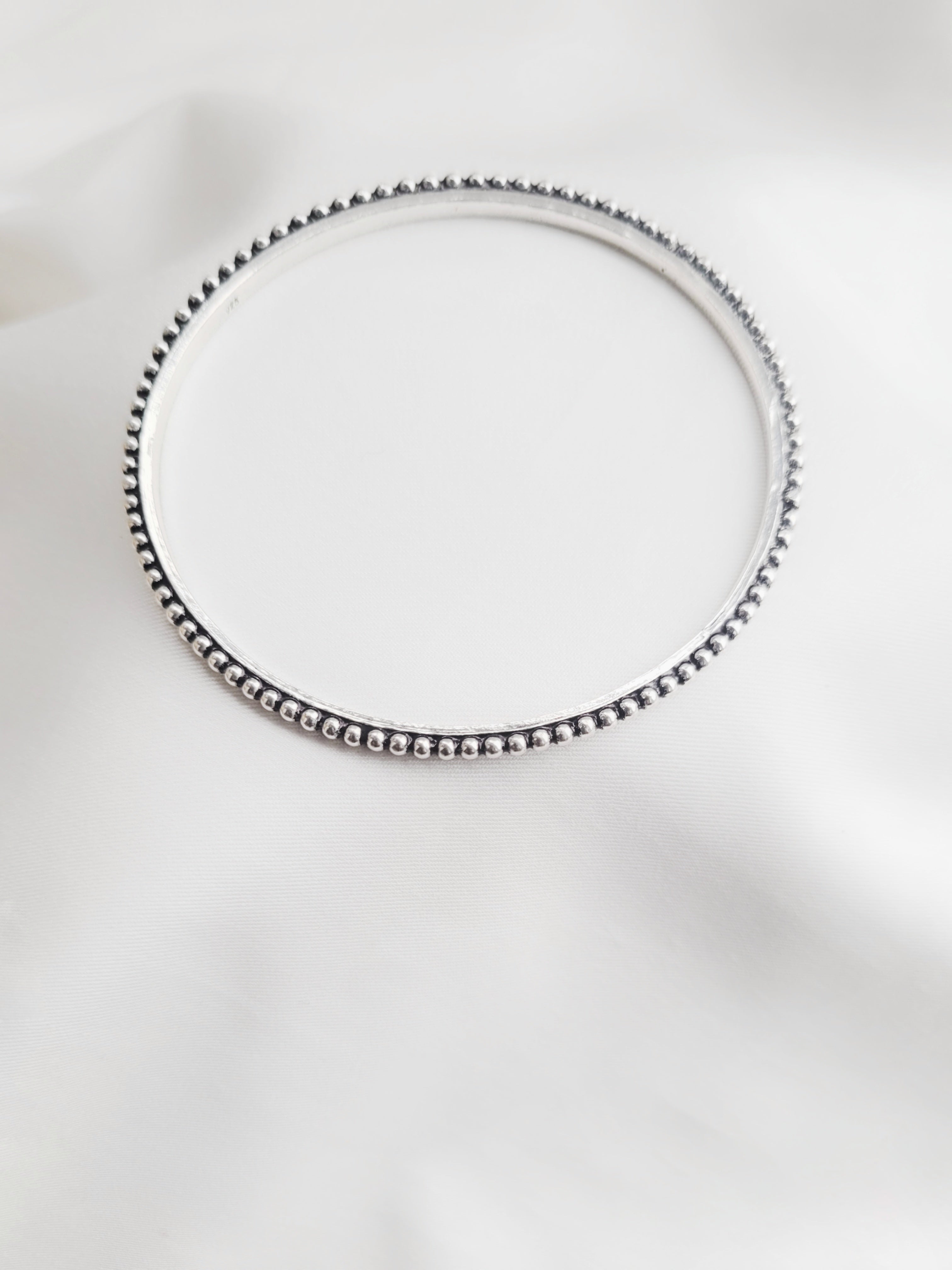 Antique Beaded 92.5 Silver Single Bangle