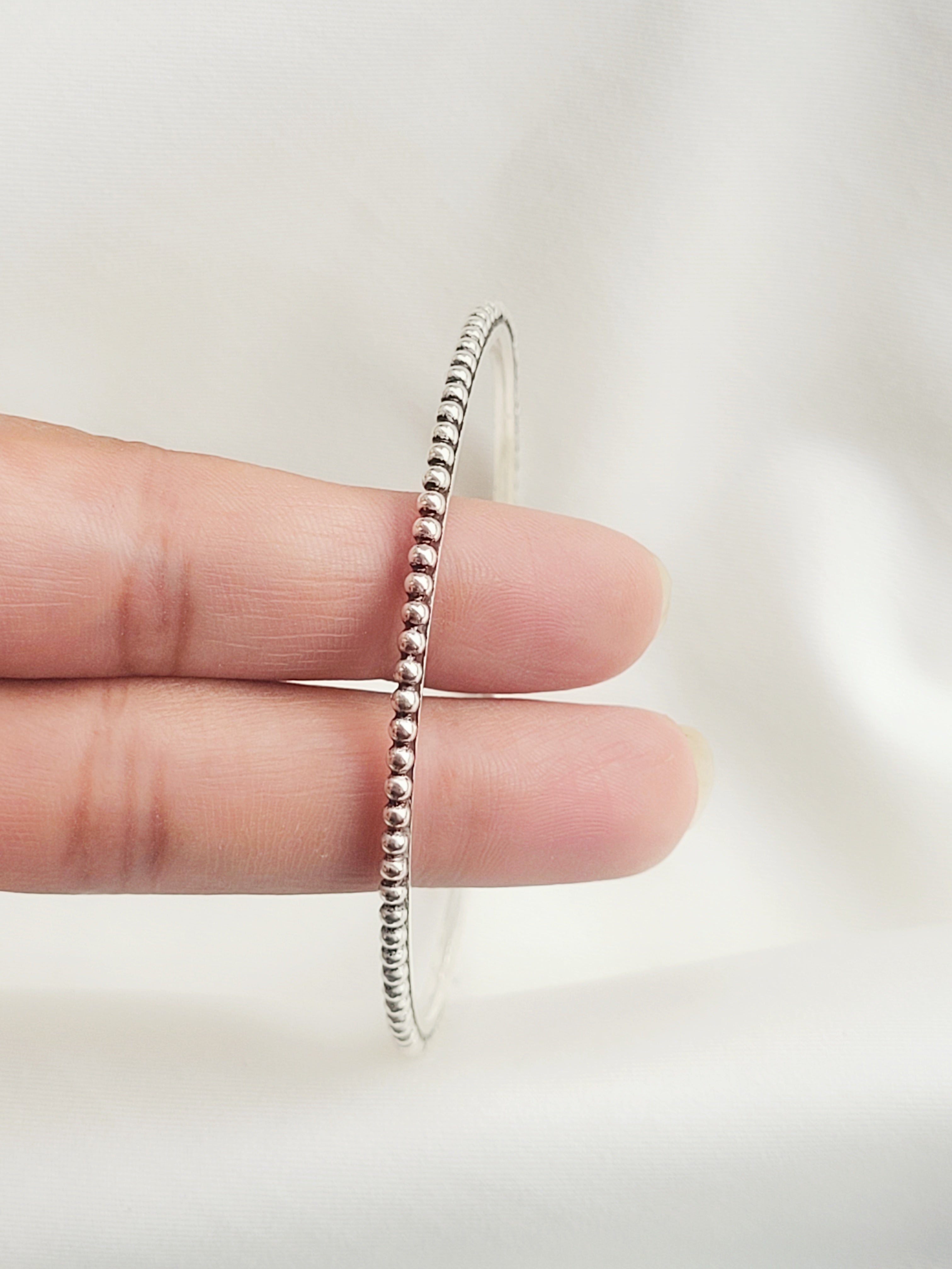 Antique Beaded 92.5 Silver Single Bangle