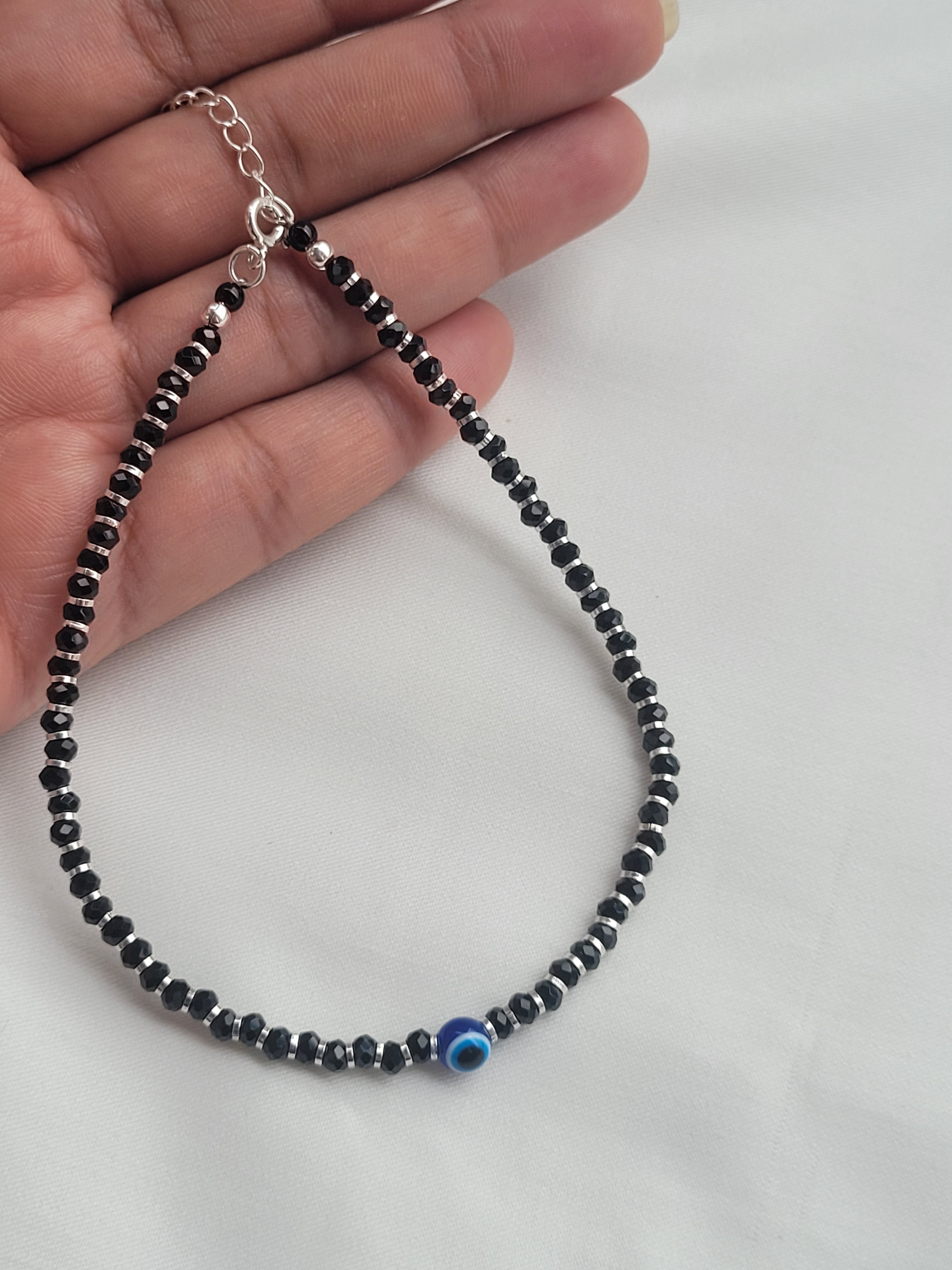 Evil Eye 92.5 Silver Light Weight Single Anklet