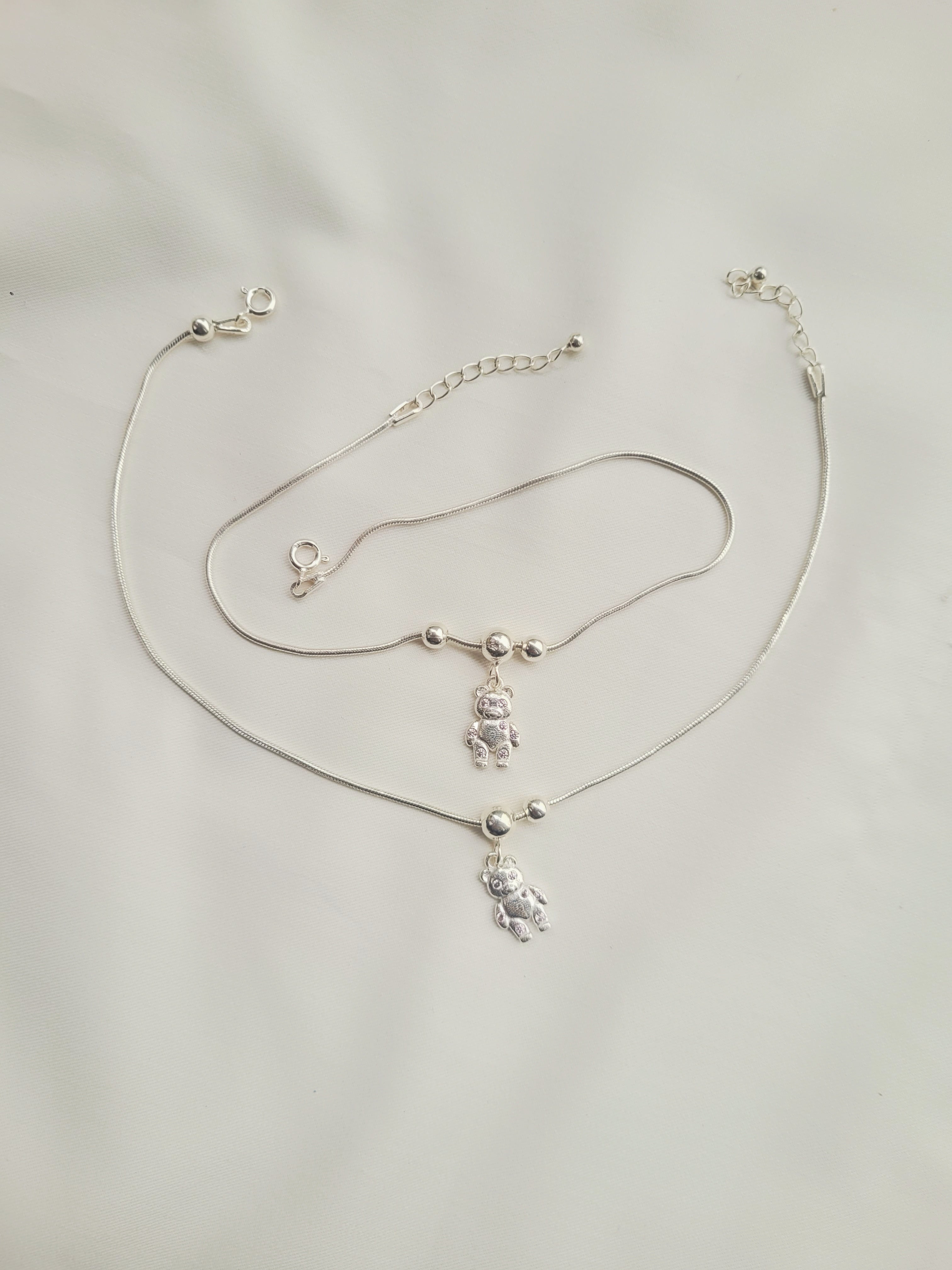 Teddy Charm Anklet 92.5 Silver