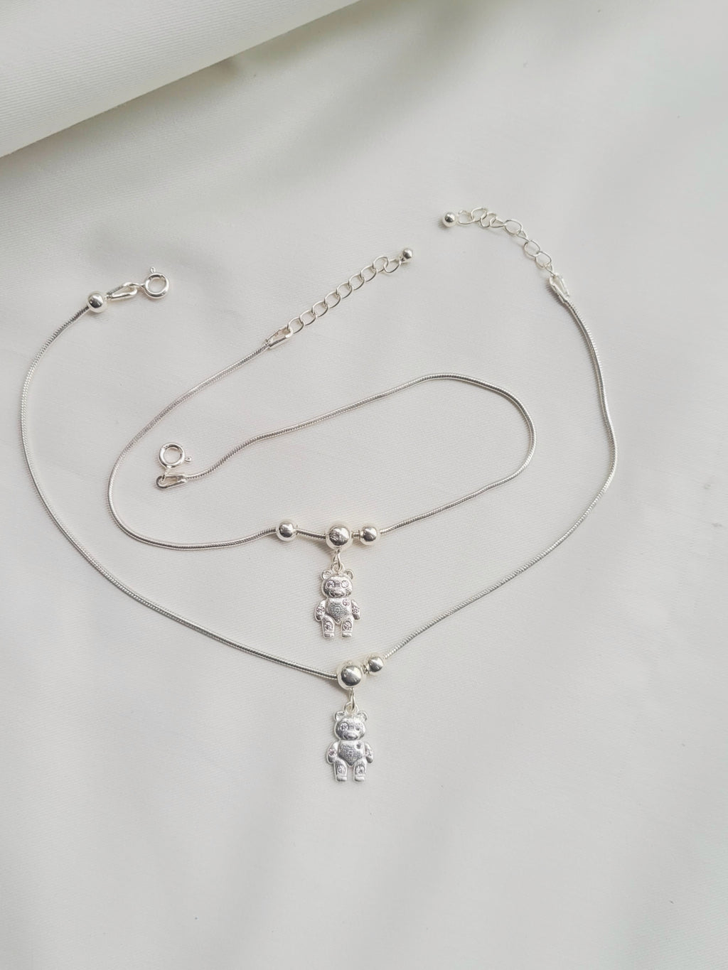 Teddy Charm Anklet 92.5 Silver