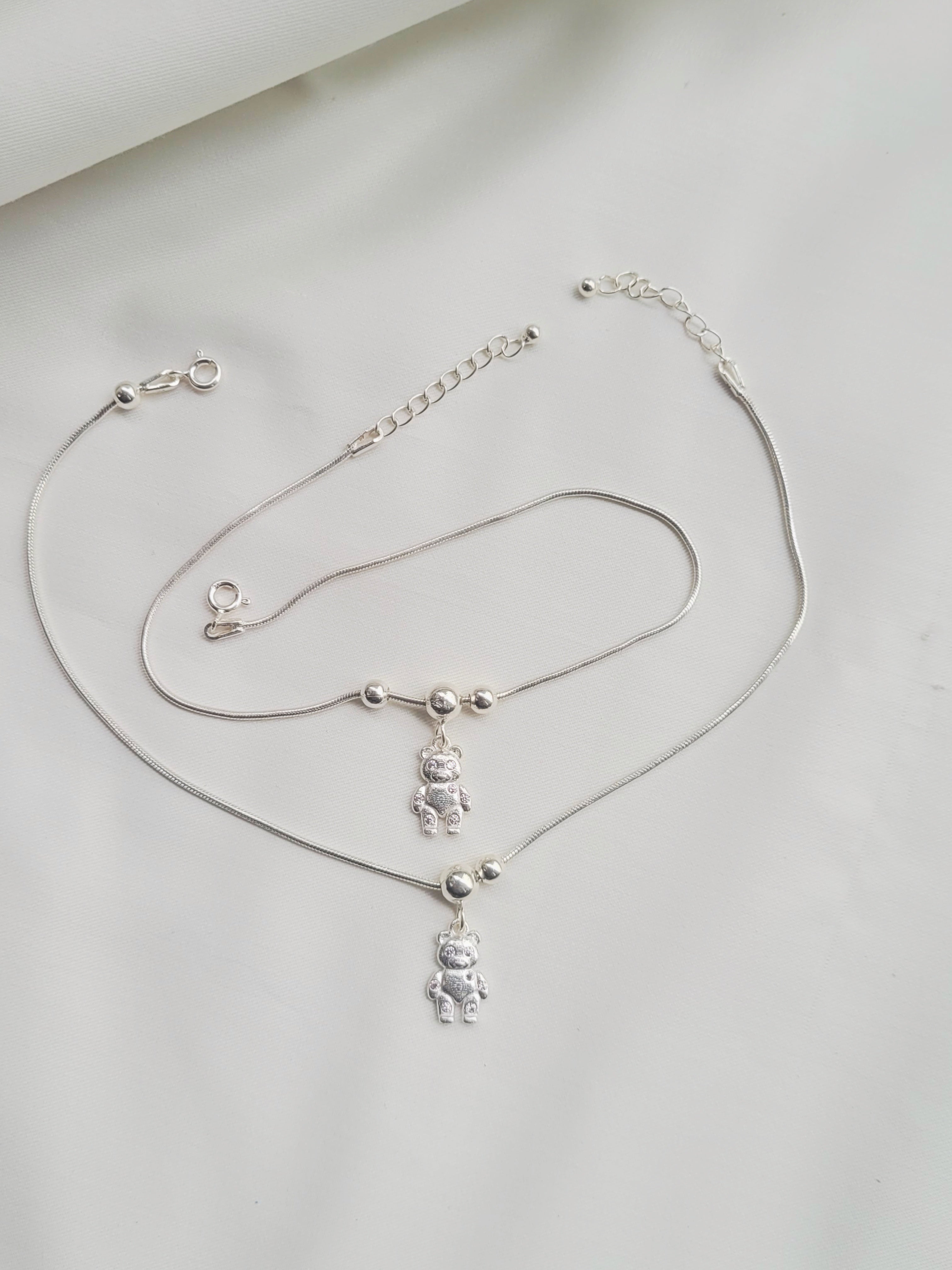 Teddy Charm Anklet 92.5 Silver
