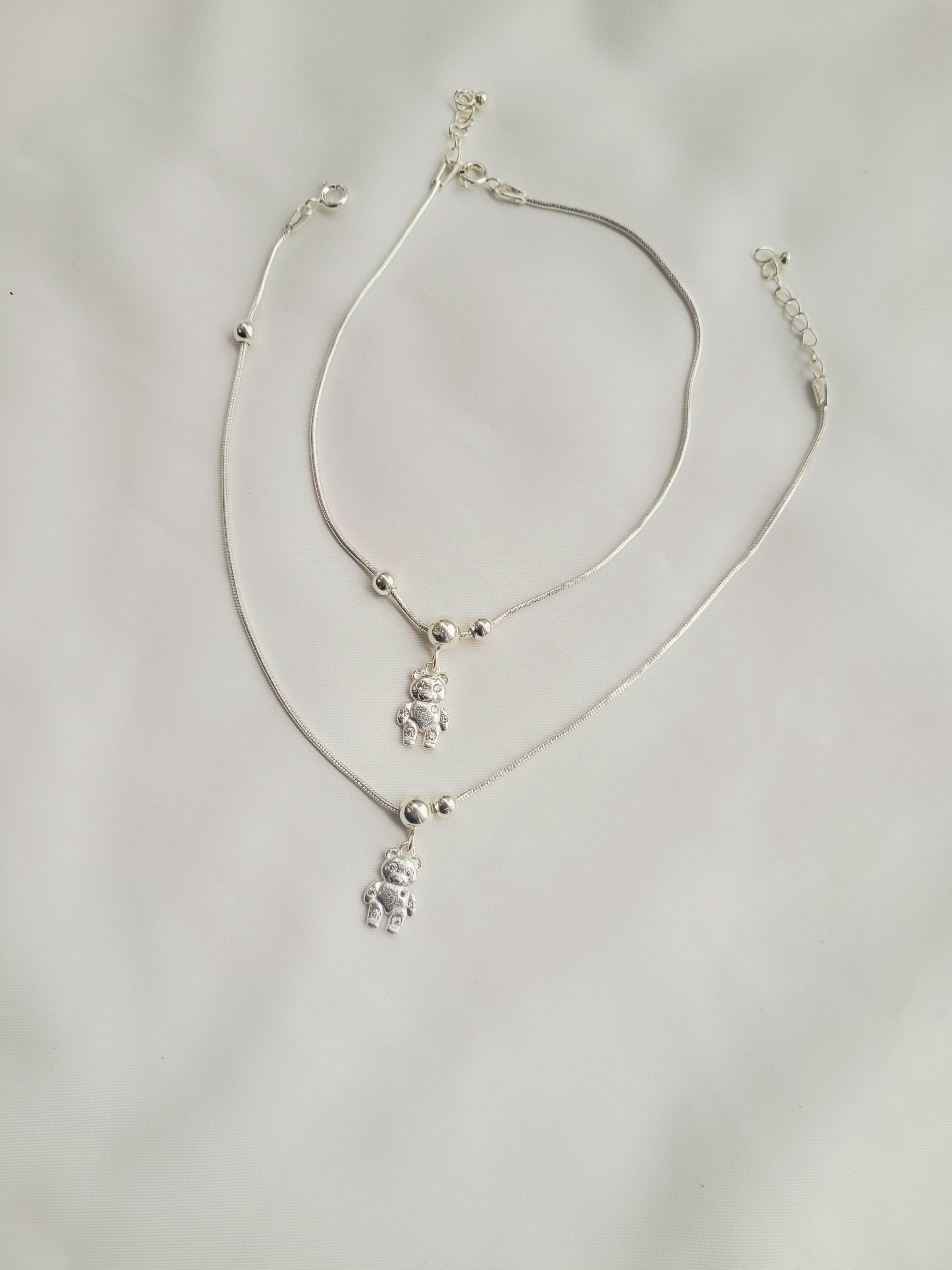 Teddy Charm Anklet 92.5 Silver