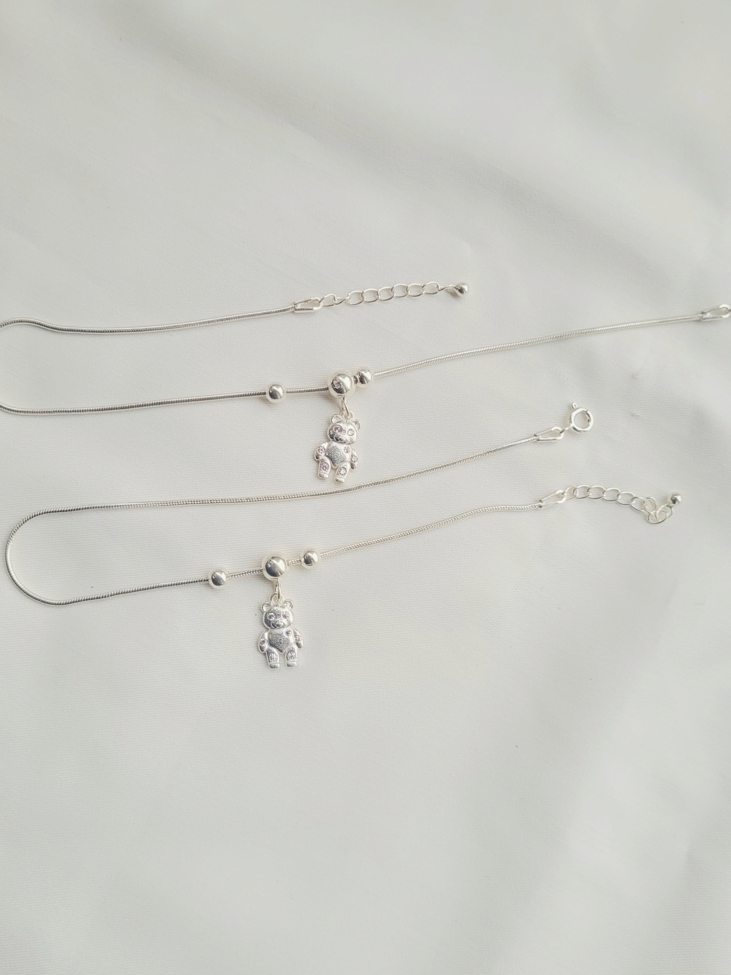 Teddy Charm Anklet 92.5 Silver