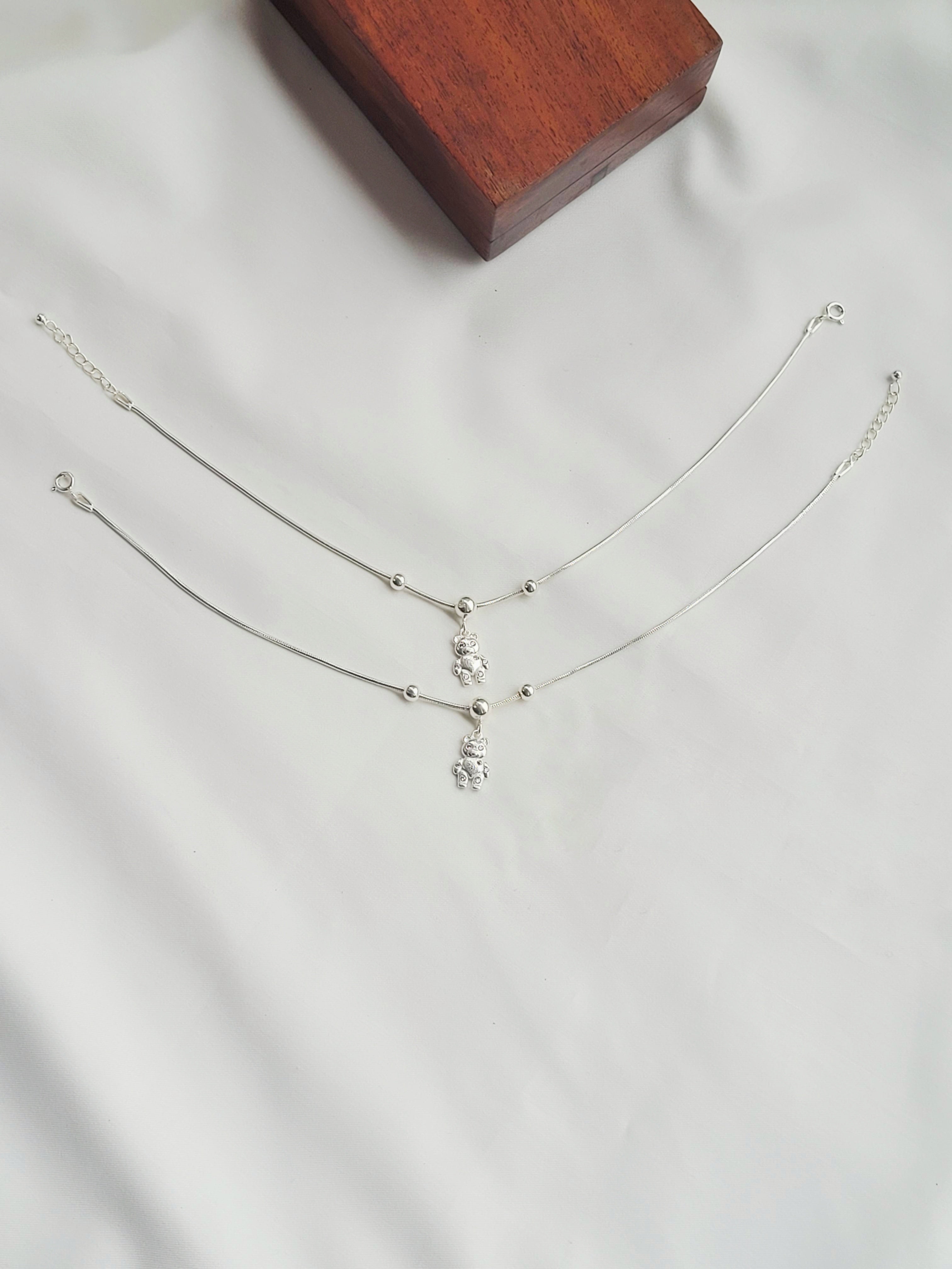 Teddy Charm Anklet 92.5 Silver