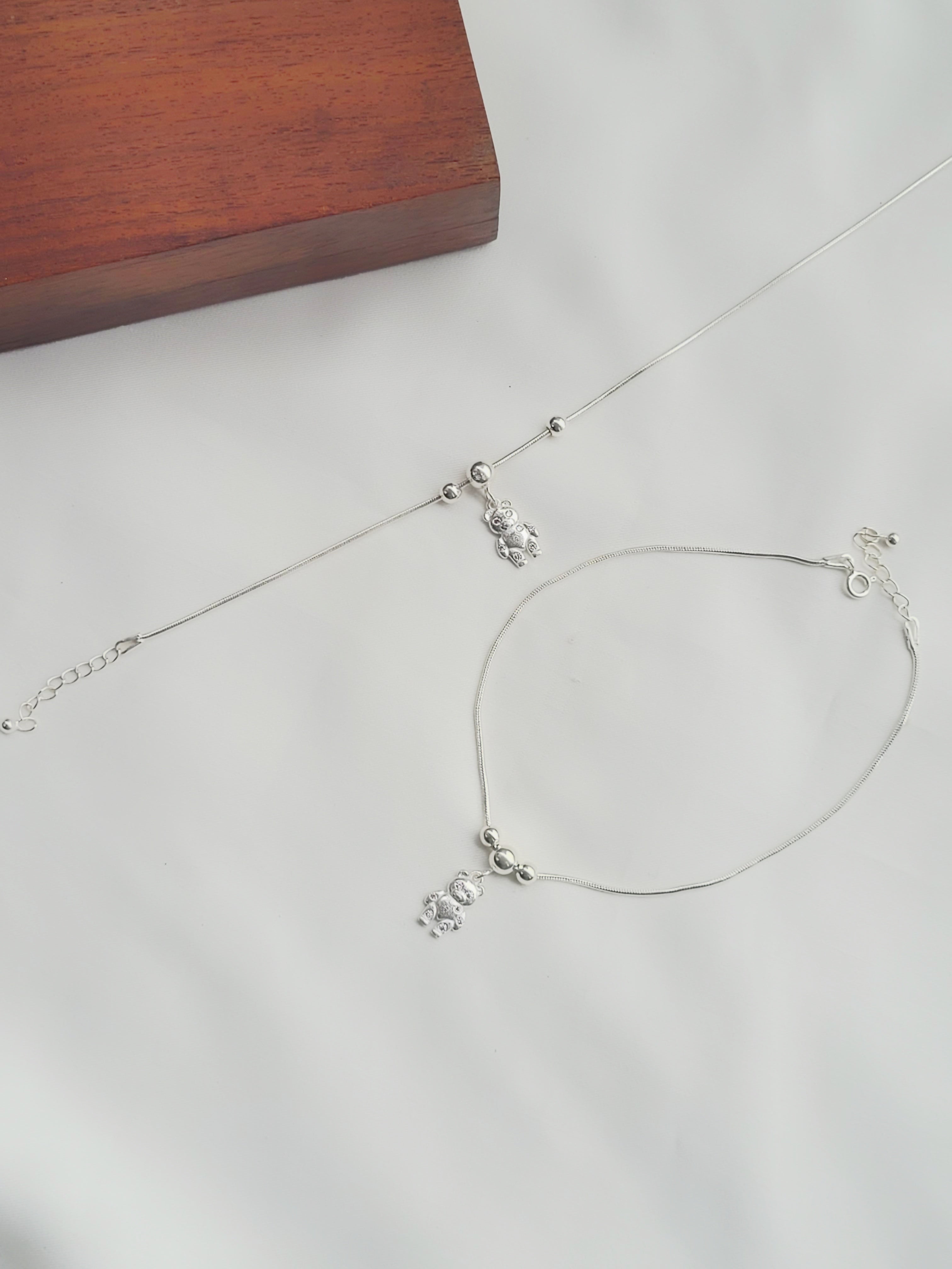 Teddy Charm Anklet 92.5 Silver