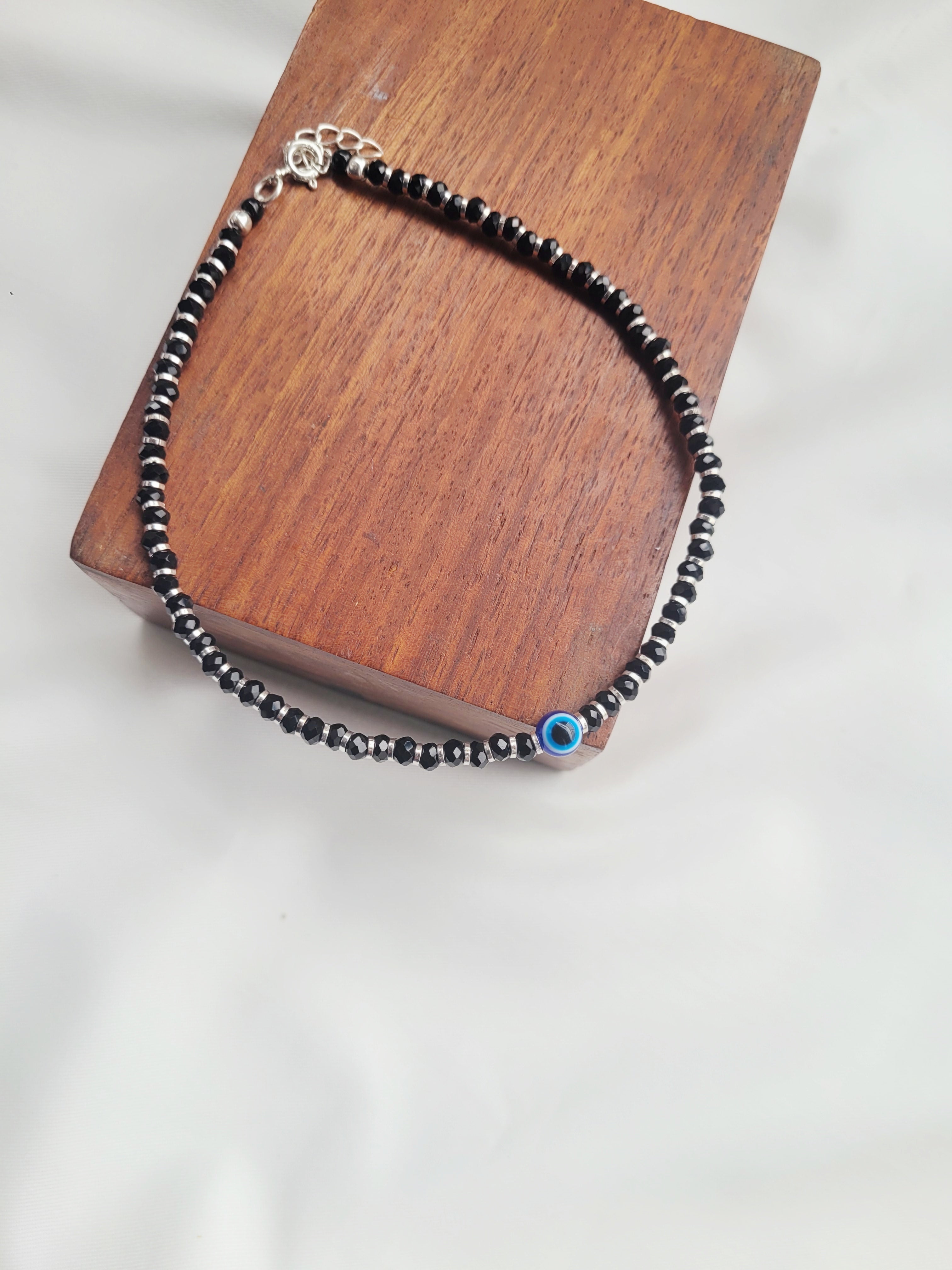 Evil Eye 92.5 Silver Light Weight Single Anklet