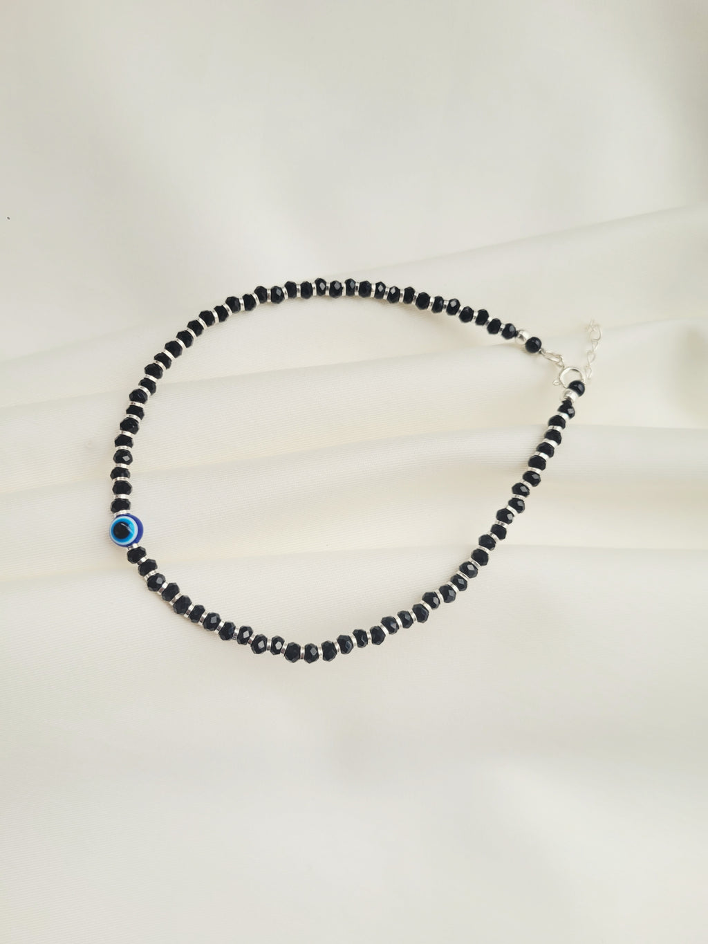Evil Eye 92.5 Silver Light Weight Single Anklet