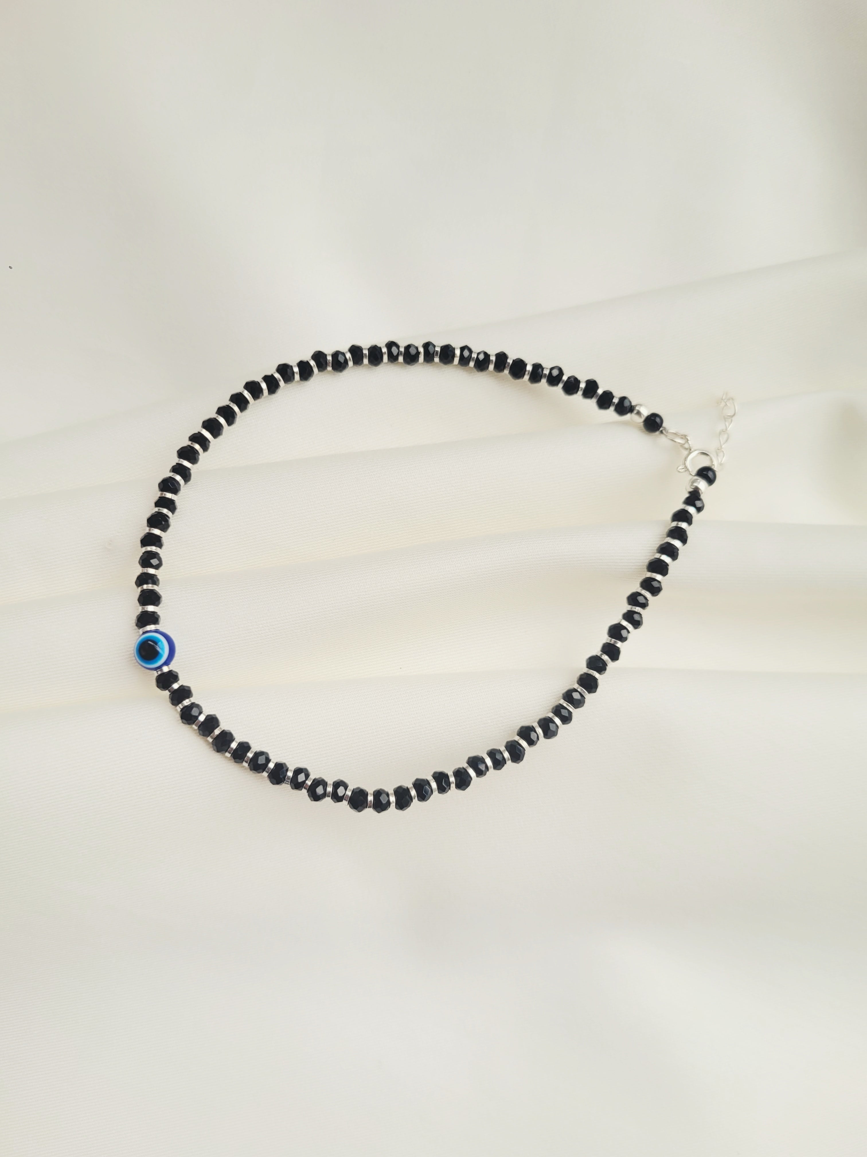 Evil Eye 92.5 Silver Light Weight Single Anklet