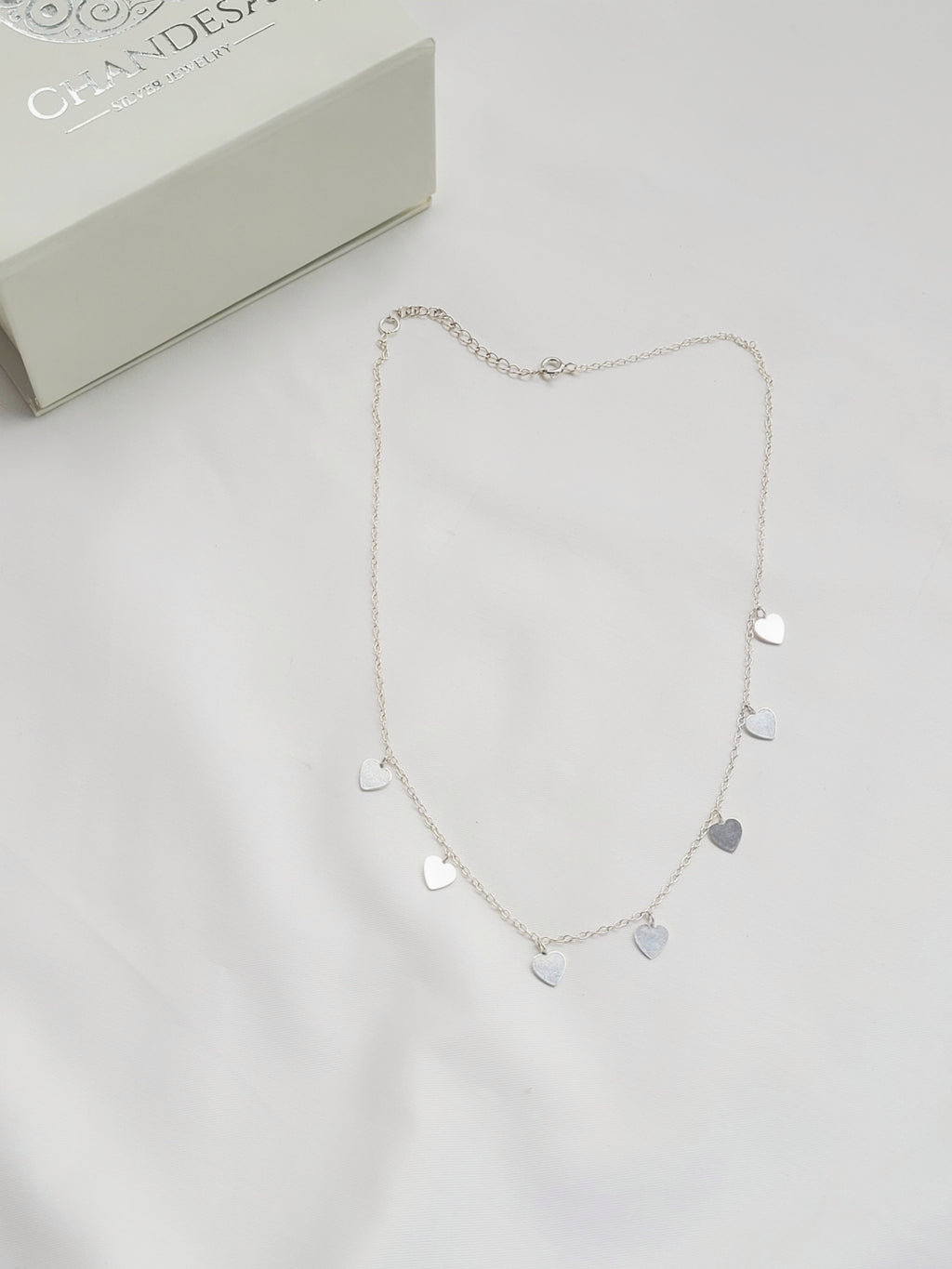 Sagarika – Heart Link Charm Necklace 92.5 Silver