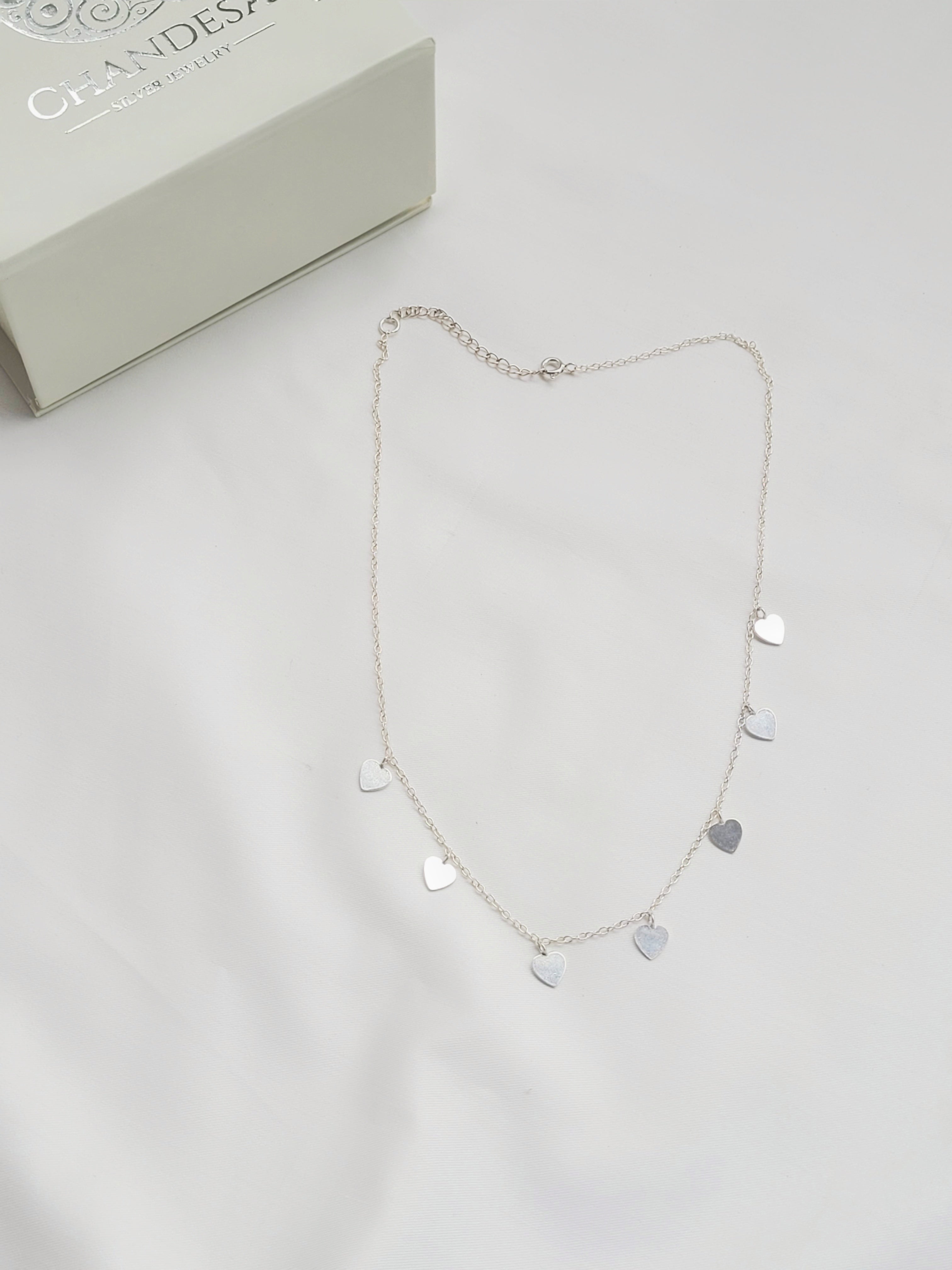 Sagarika – Heart Link Charm Necklace 92.5 Silver