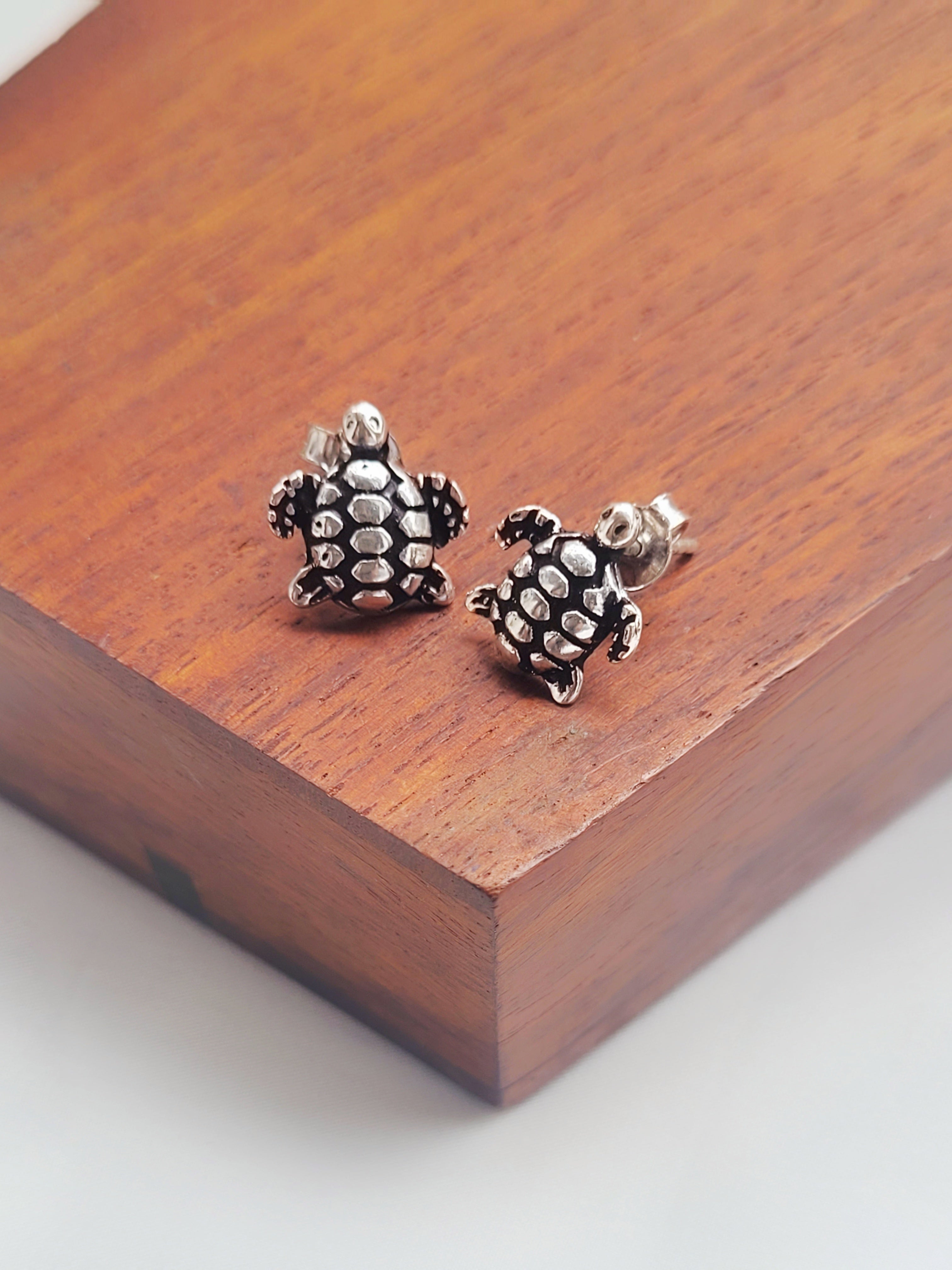 Sagarika – Turtle Stud 92.5 Silver Statement Earrings