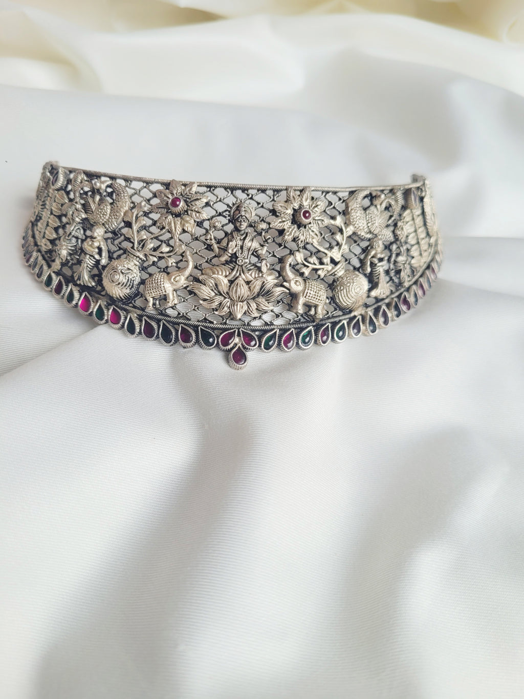 Indira - Goddess Lakshmi Choker – 92.5 Silver Temple Jewelry
