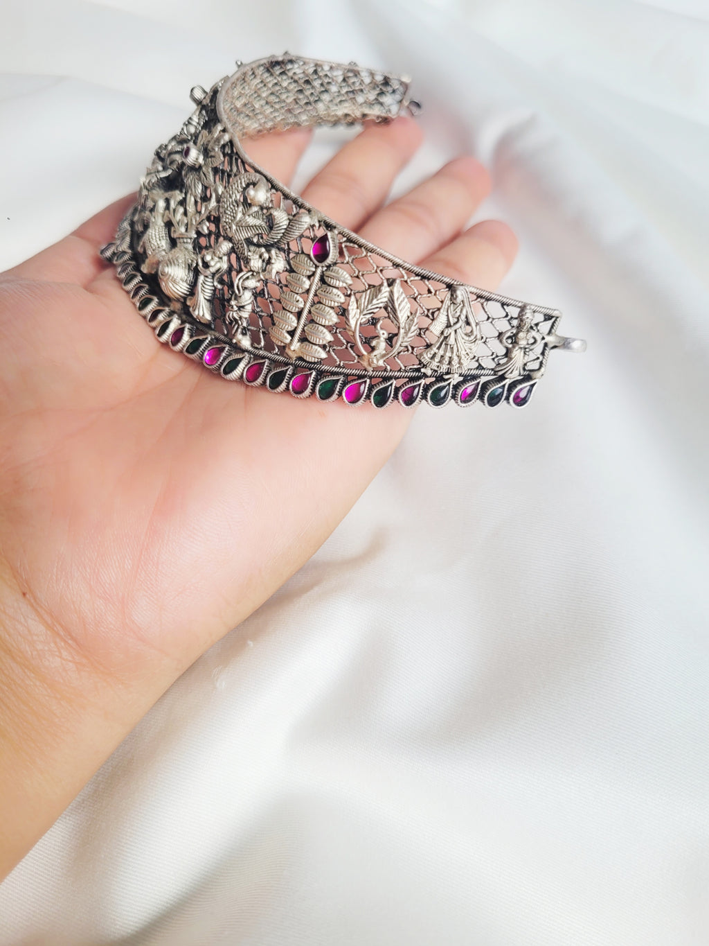 Indira - Goddess Lakshmi Choker – 92.5 Silver Temple Jewelry