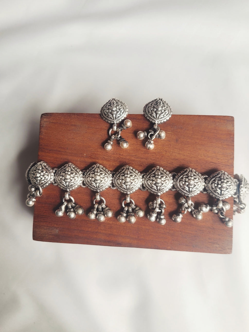 Ghungroohaar - 92.5 Silver Tribal Choker Set Handcrafted