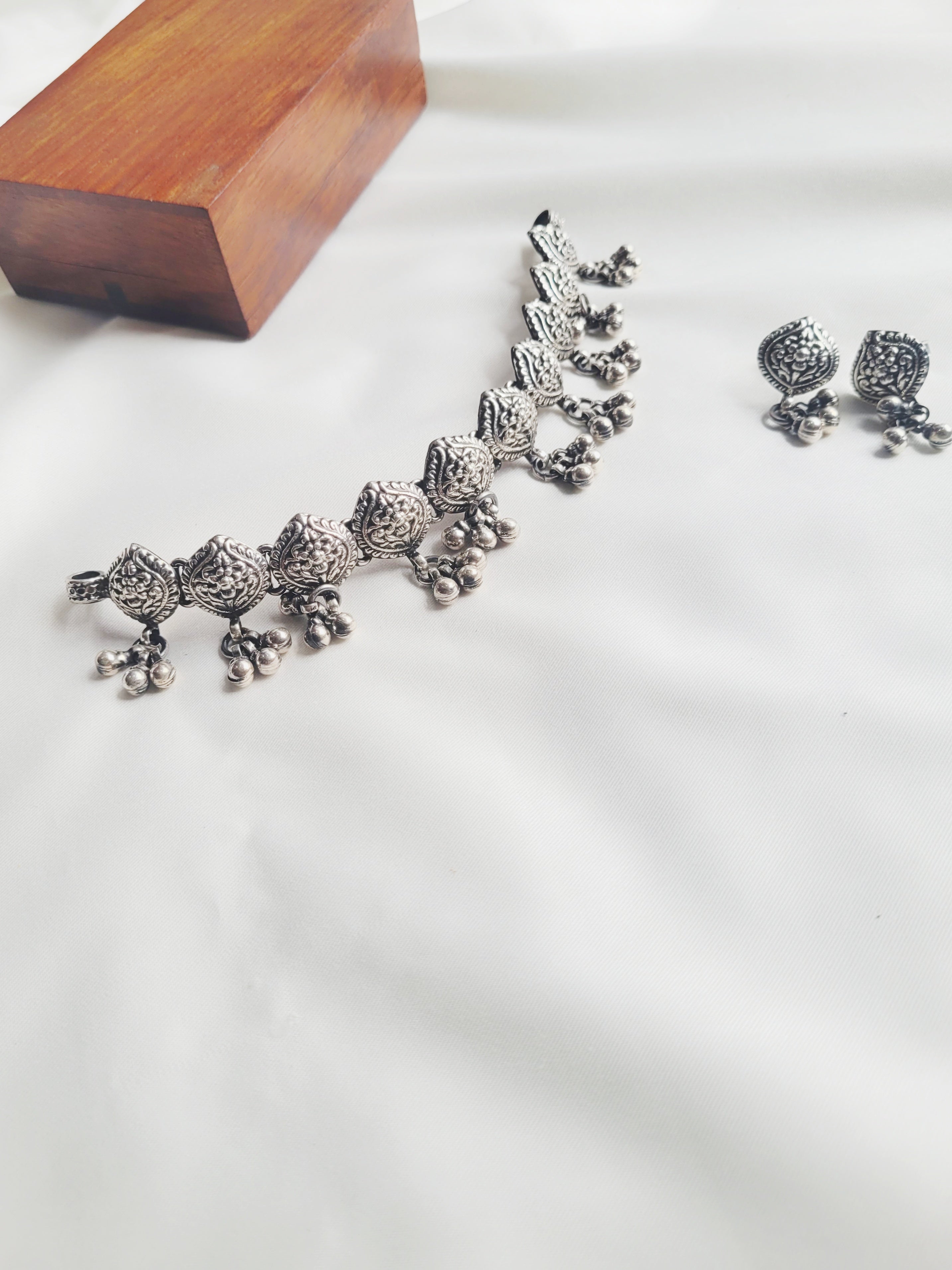 Ghungroohaar - 92.5 Silver Tribal Choker Set Handcrafted