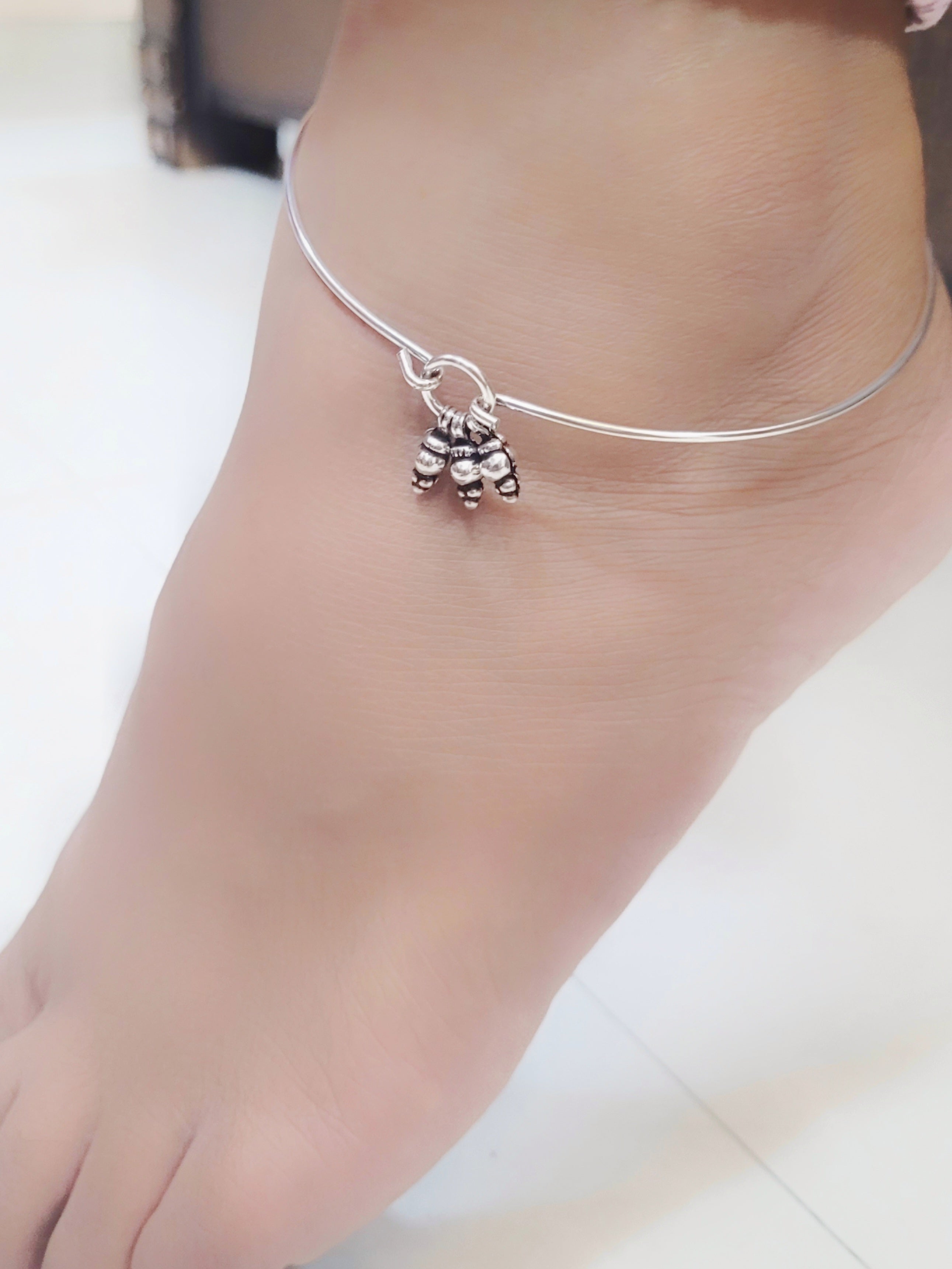 Jhankaar - Antique 92.5 Silver Ghungroo Kada Anklet (Single Piece)