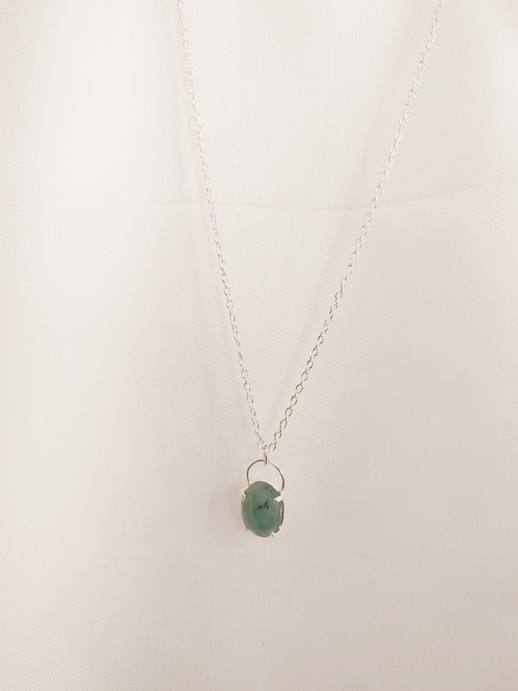 Emerald Pendant With Chain 92.5 Silver Necklace