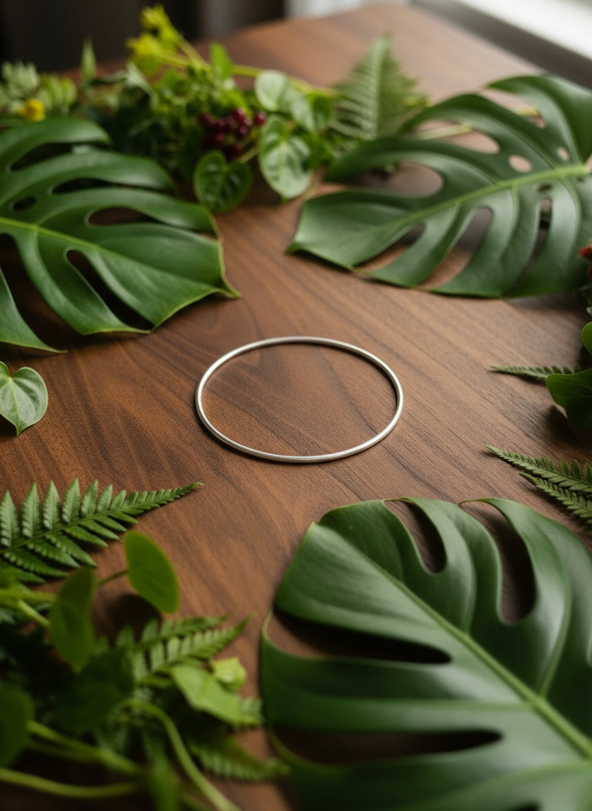 Sleek Shine 92.5 Silver Plain Bangle - Single