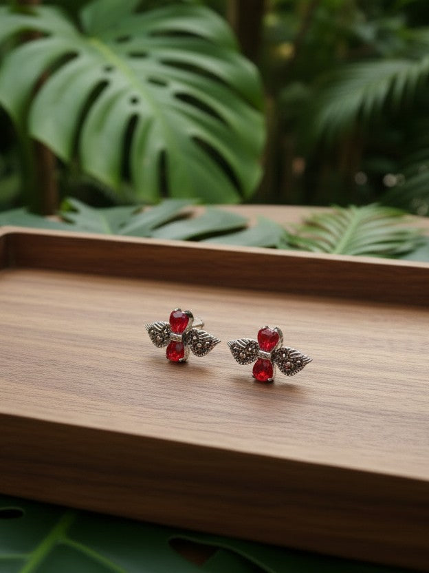 Angel Wing 92.5 Silver Marcasite Stud Earrings