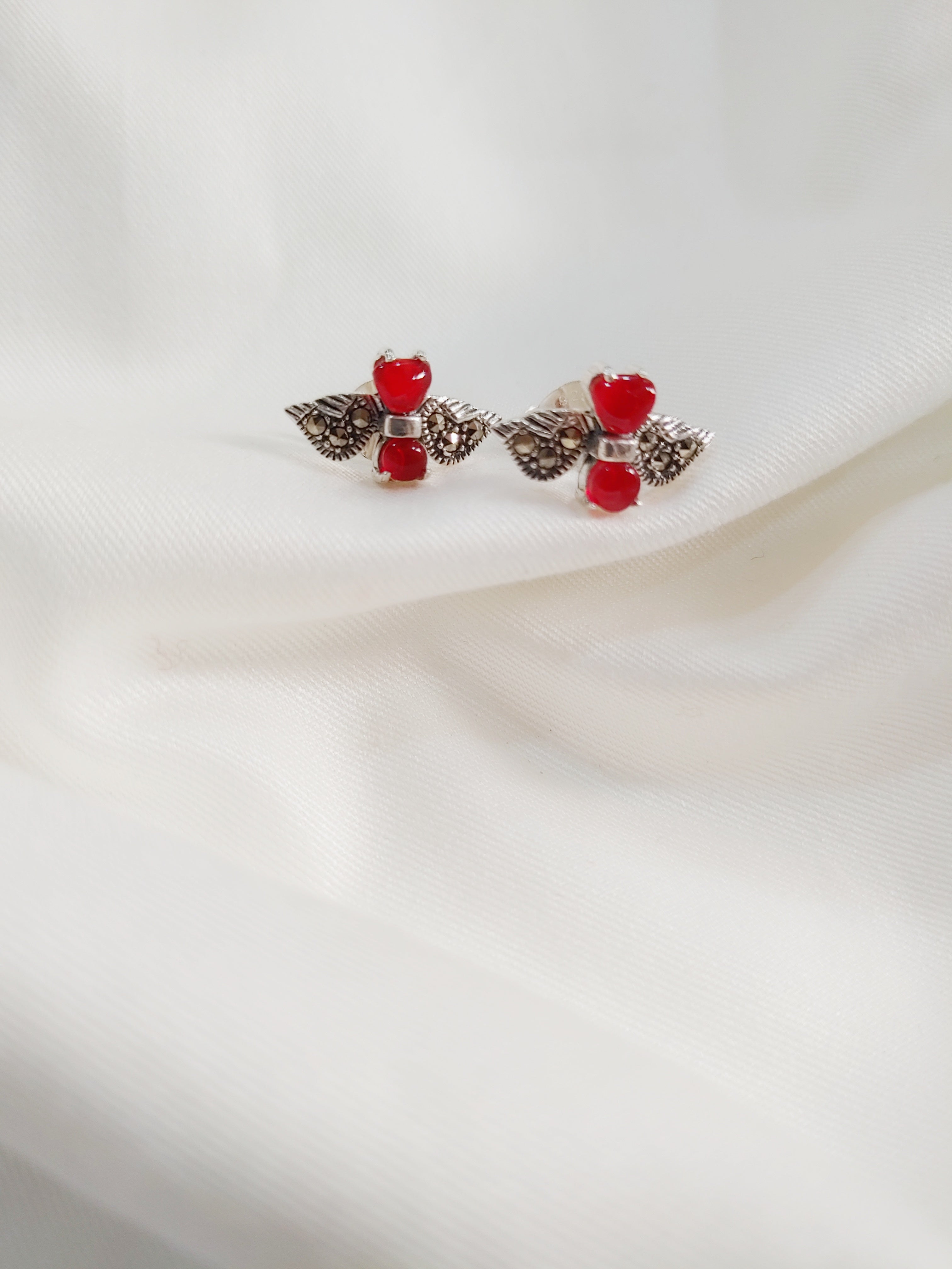 Angel Wing 92.5 Silver Marcasite Stud Earrings