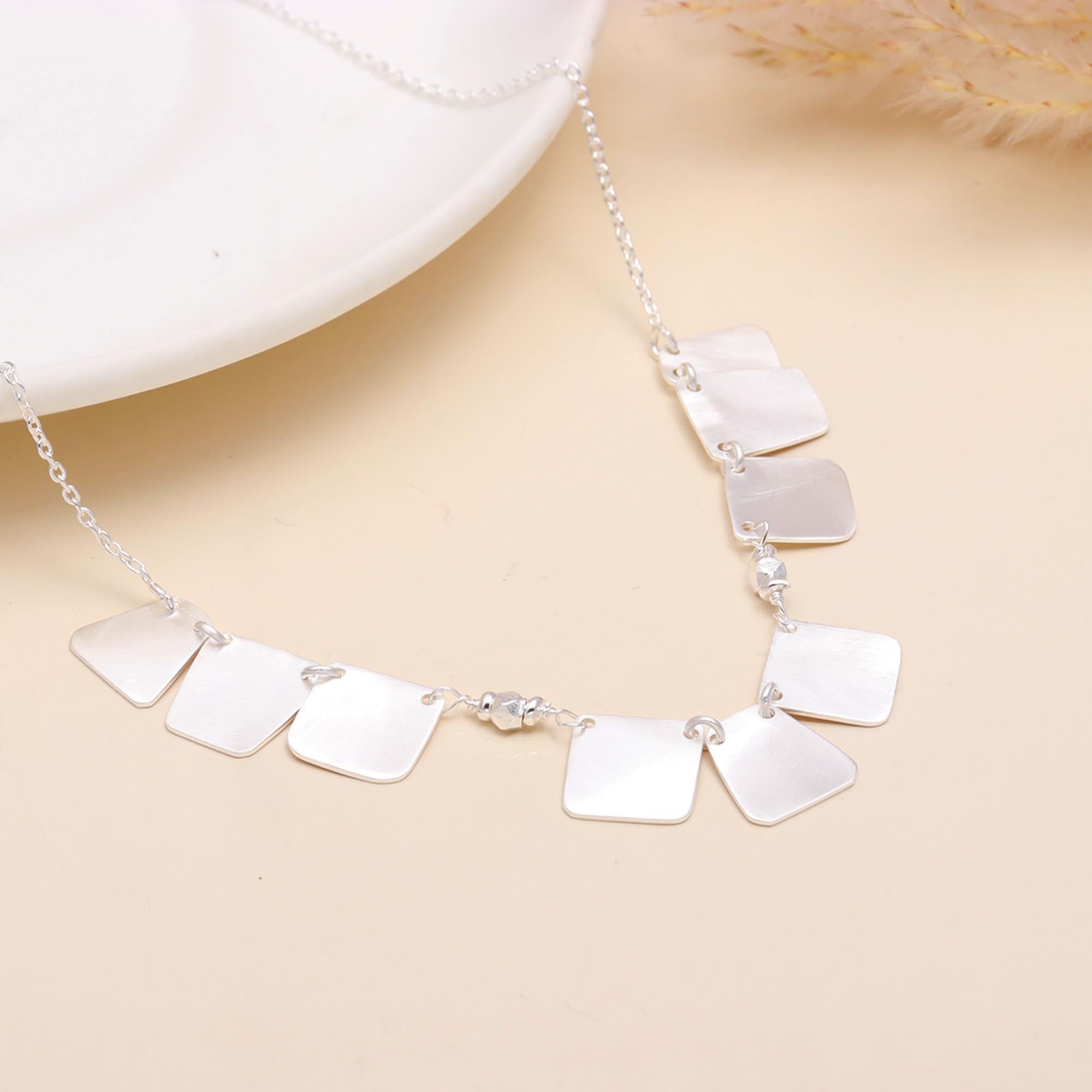 92.5 Silver Square Coins Necklace