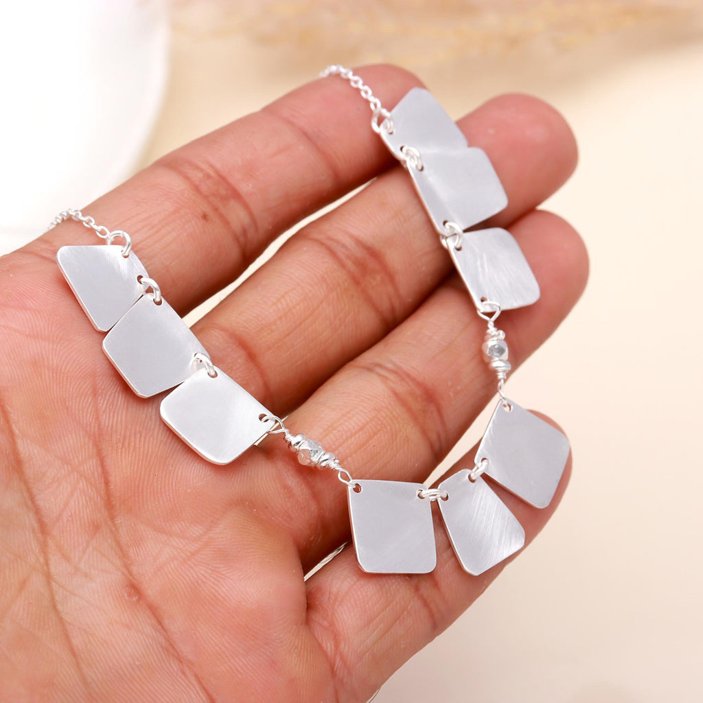 92.5 Silver Square Coins Necklace