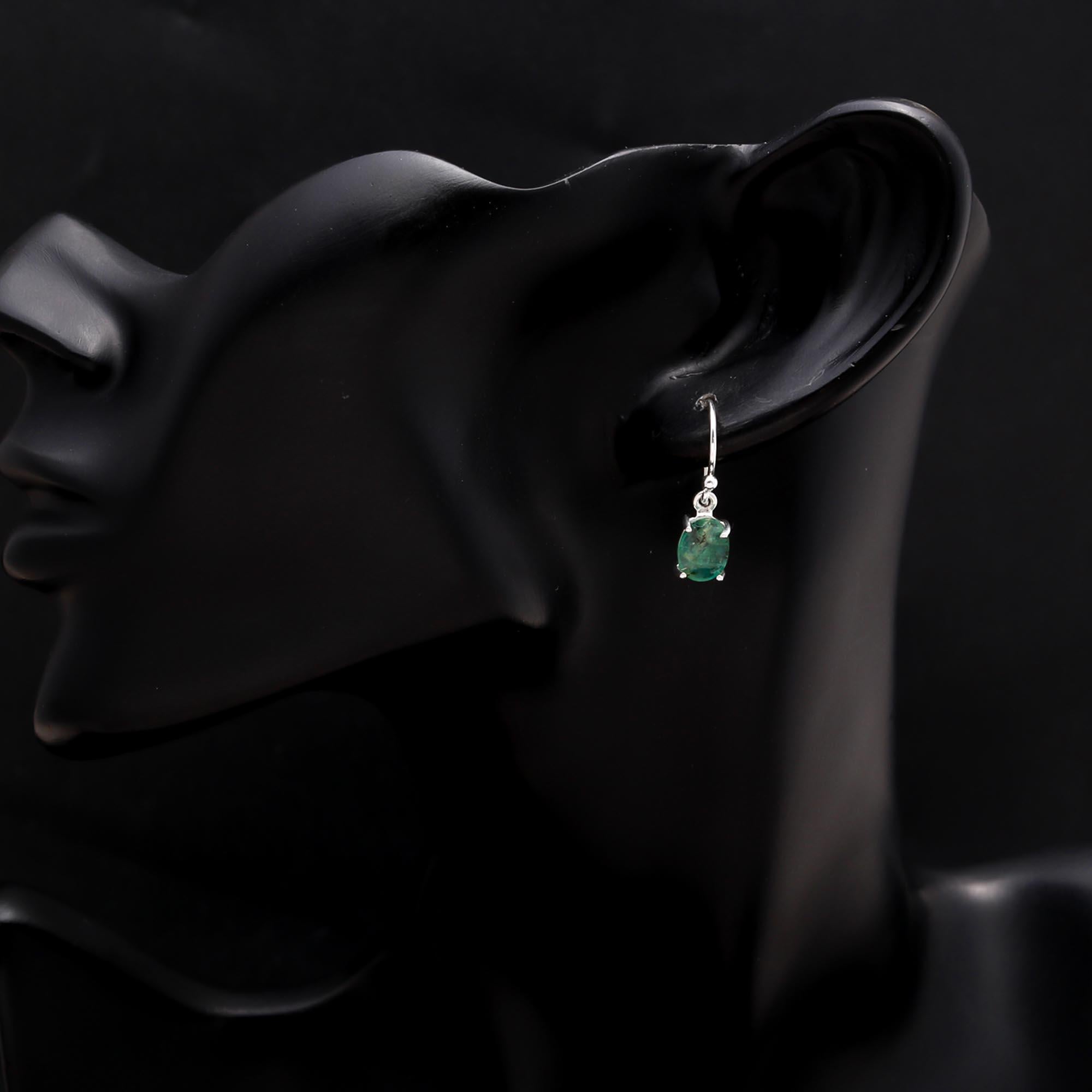 92.5 Silver Emerald Drop Earrings