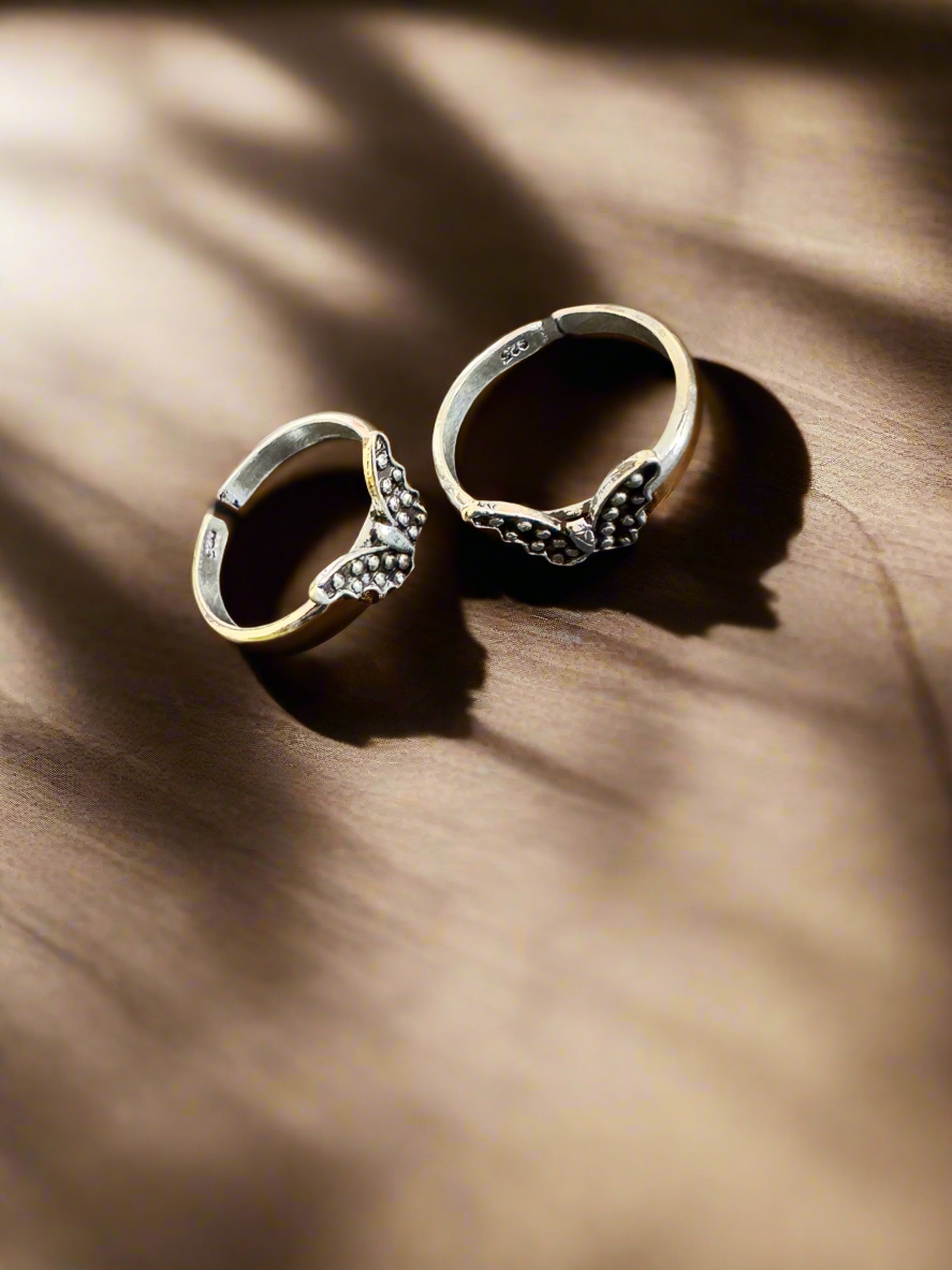 Silver 92.5 Butterfly Toe Rings - Pair
