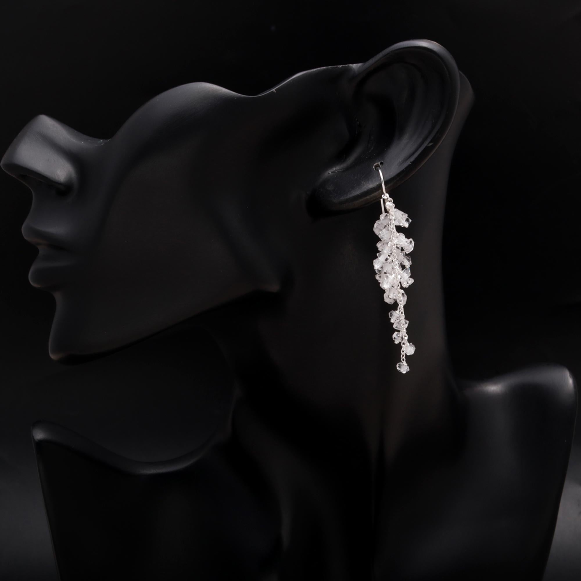 92.5 Silver Herkimer Hanging Earrings
