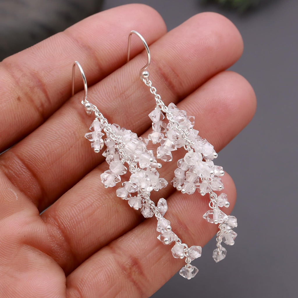 92.5 Silver Herkimer Hanging Earrings