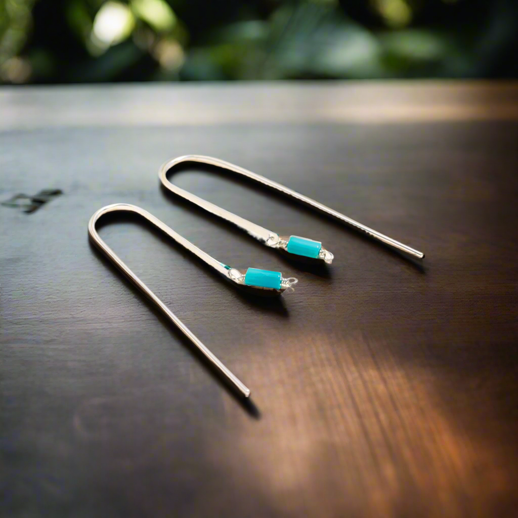 92.5 Silver Trendy Blue Hanging Earrings