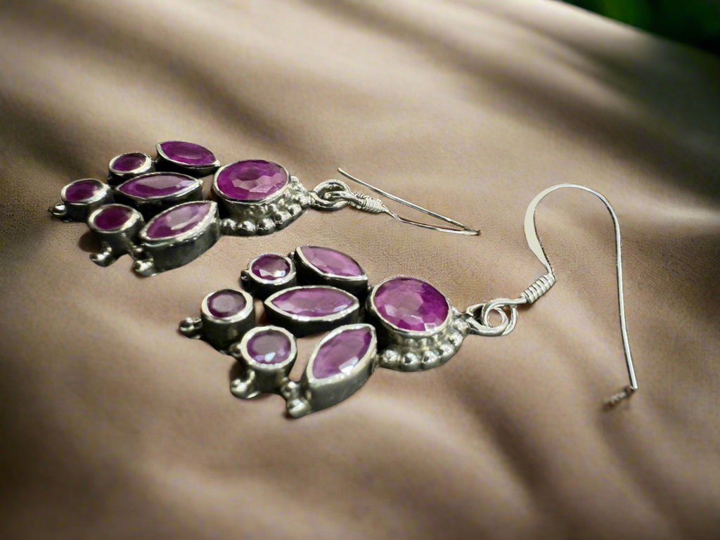 92.5 Silver Pink Hanging Earrings
