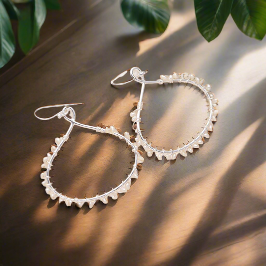 92.5 Silver Pearl Beaded Earrings