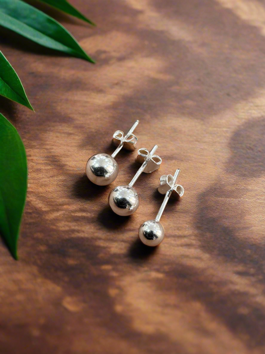 Svar 92.5 Silver Ball Stud Earrings - Handcrafted