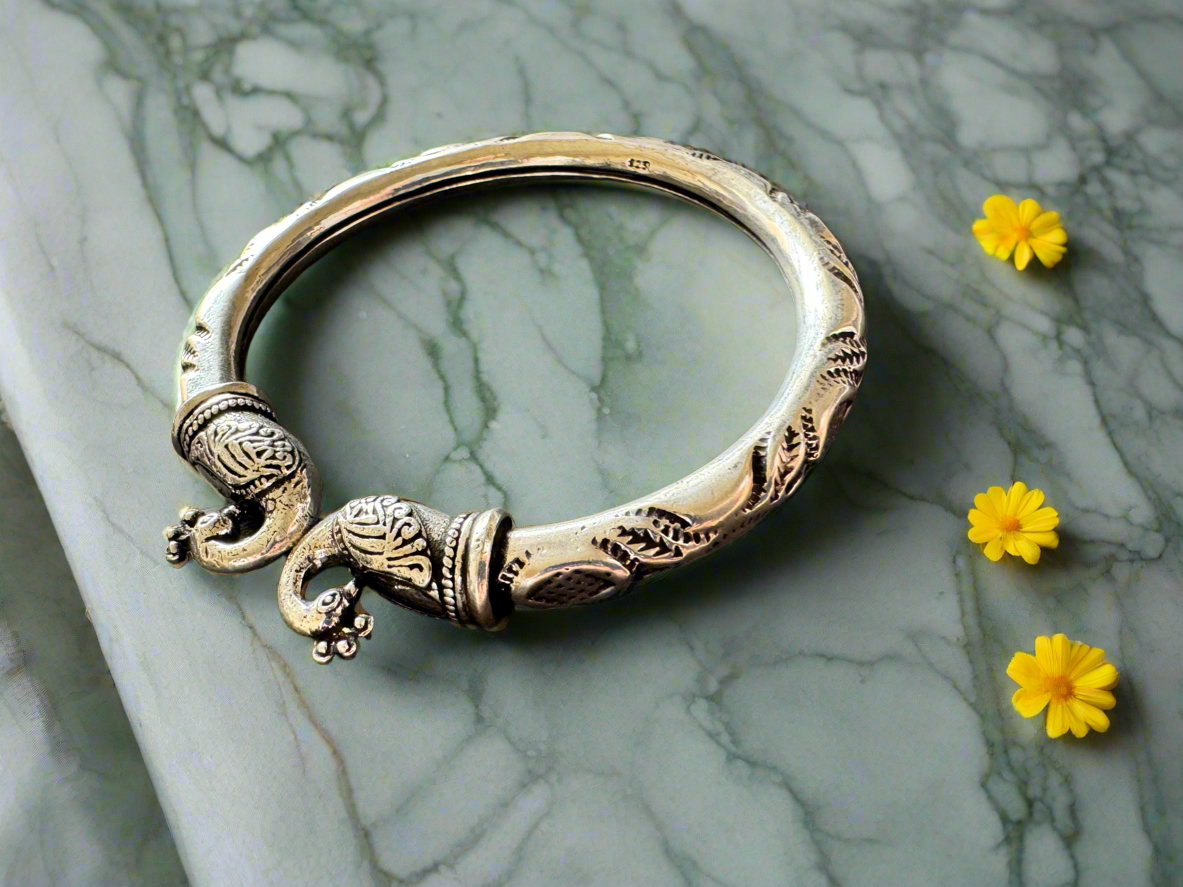 Antique Silver Peacock Bracelet