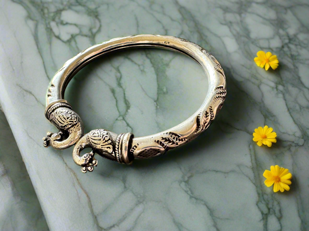 Antique 92.5 Silver Peacock Bracelet