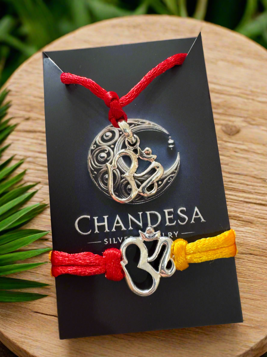 OM Silver Rakhis for Bhai Bhabhi (Lumba) – 925 Handcrafted Silver