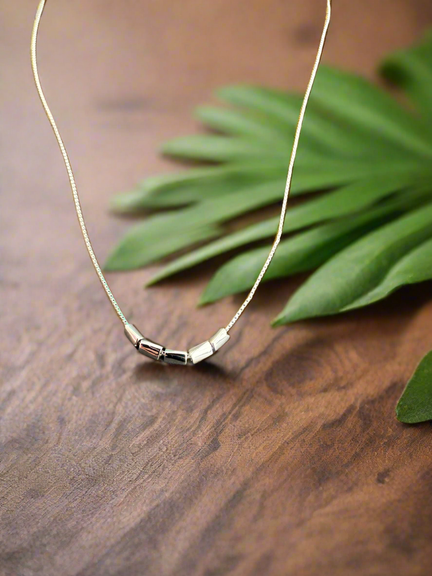 Silver 5 Blocks Minimalistic Necklace