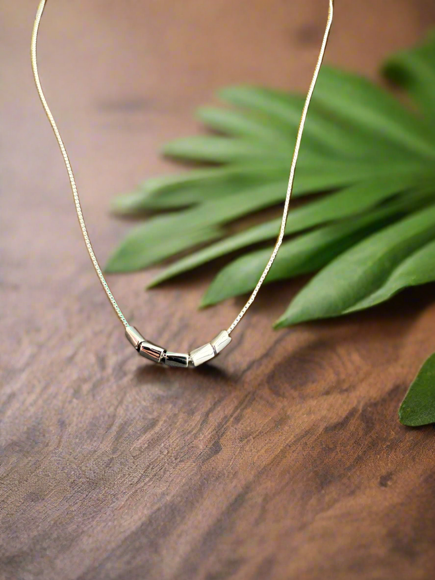 92.5 Silver 5 Blocks Minimalistic Necklace