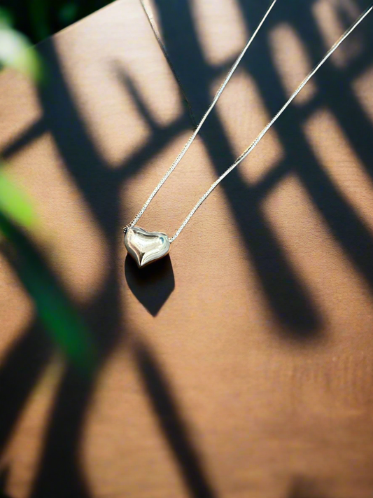 Silver Heart Pendant Minimalistic Necklace