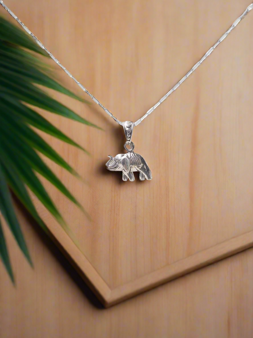 Elephant Grace 92.5 Silver Pendant (Without Chain) - Handcrafted