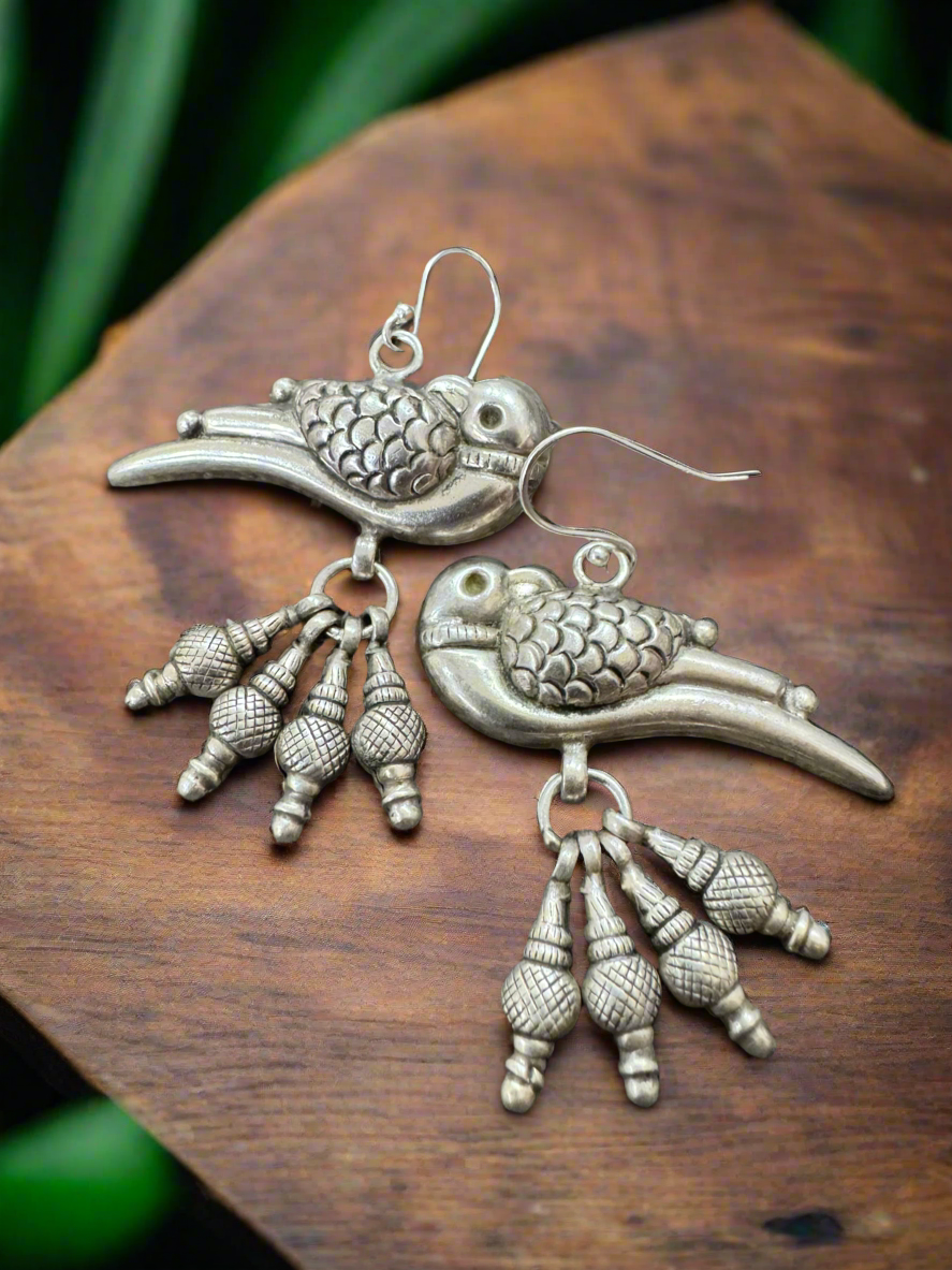 Tribal Rustic Parrot Hanging Earrings