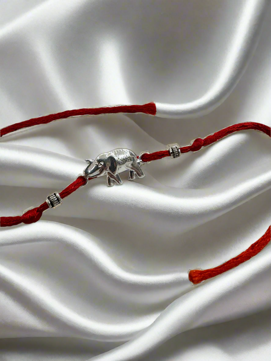 Gajraaj Handcrafted Elephant Rakhi in Pure 925 Silver