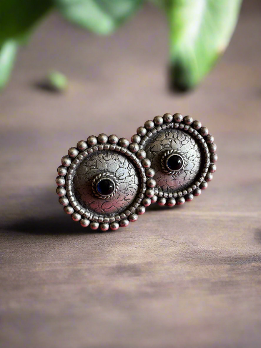 92.5 Silver Round Earrings