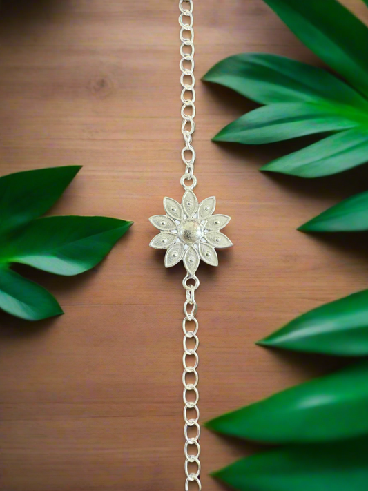 Pushp Divine Handcrafted Rakhi in Pure 92.5 Silver