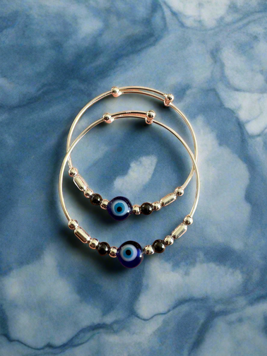 Silver Evil Eye Flexible Size Nazaria Set for Kids