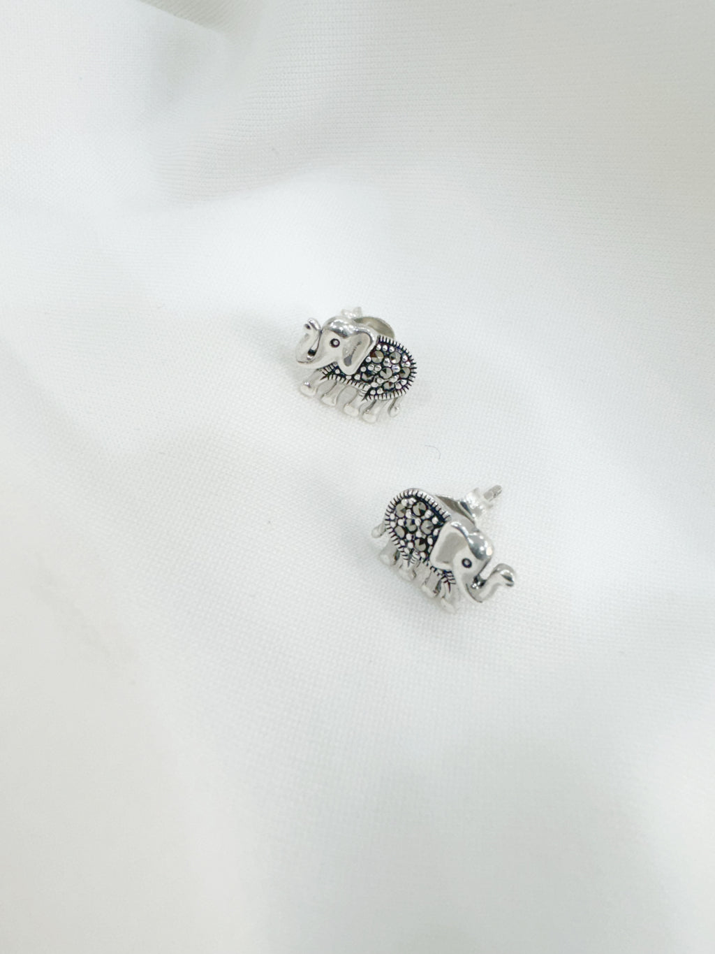 Baby Hathi 92.5 Silver Marcasite Stud Earrings