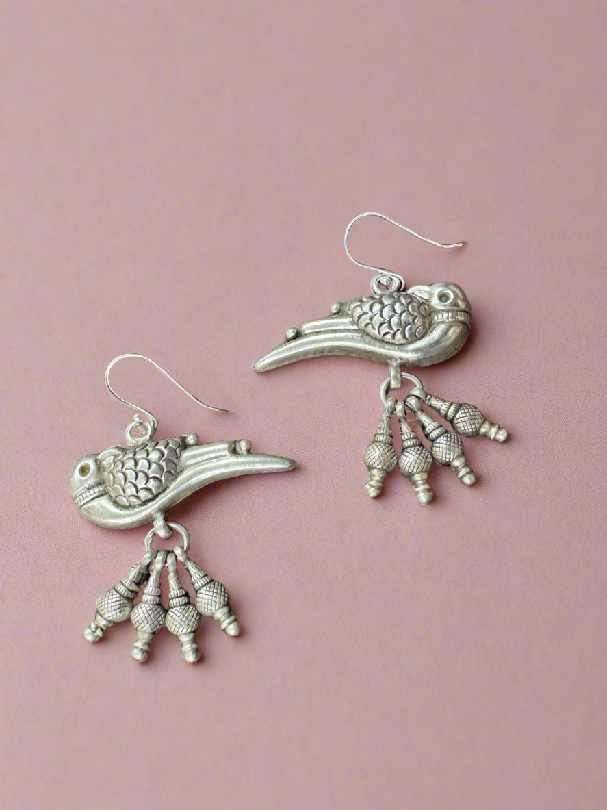 Tribal Rustic Parrot Hanging Earrings